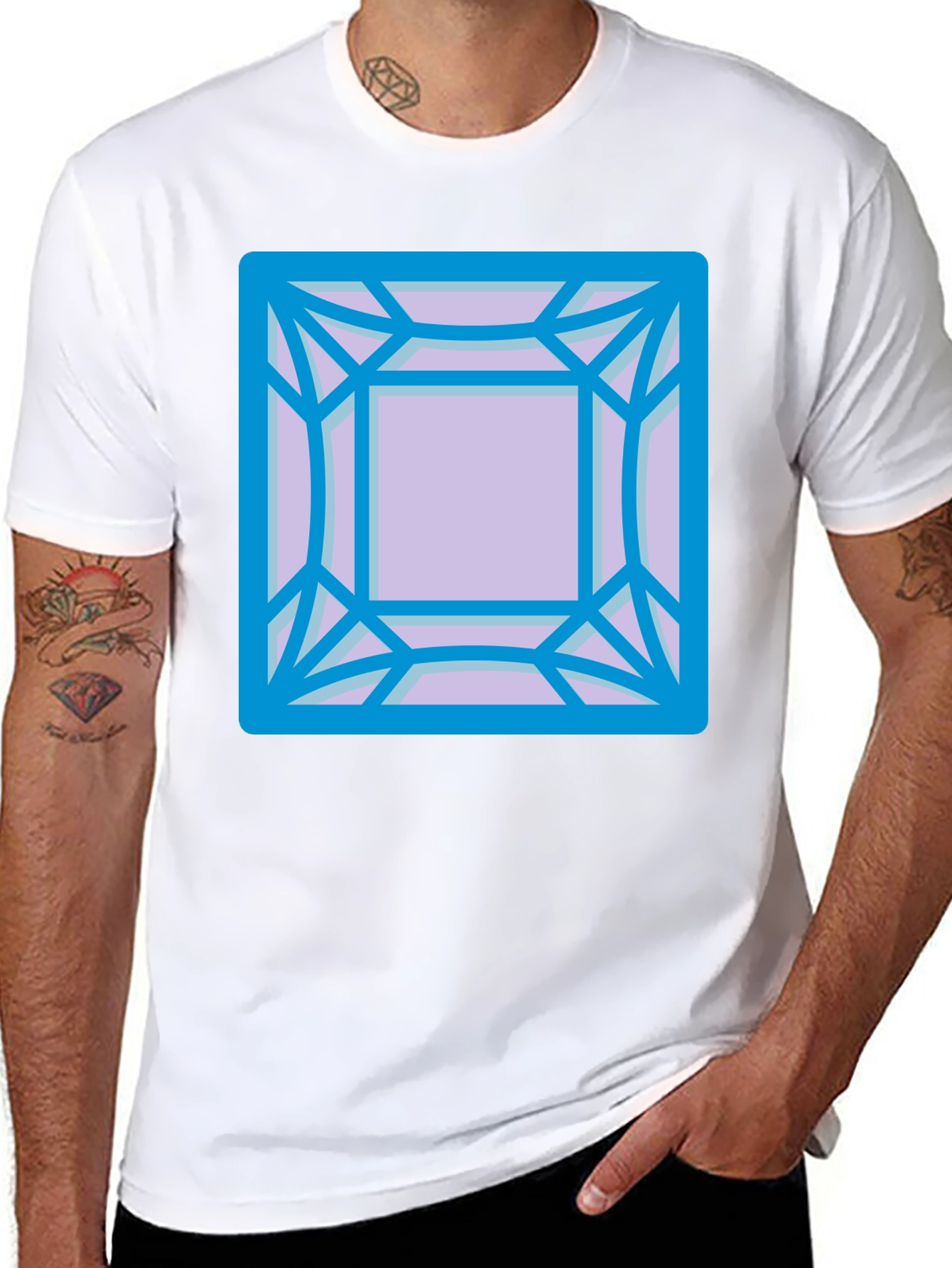 Geometric Gem Graphic Tee - Modern Casual Style