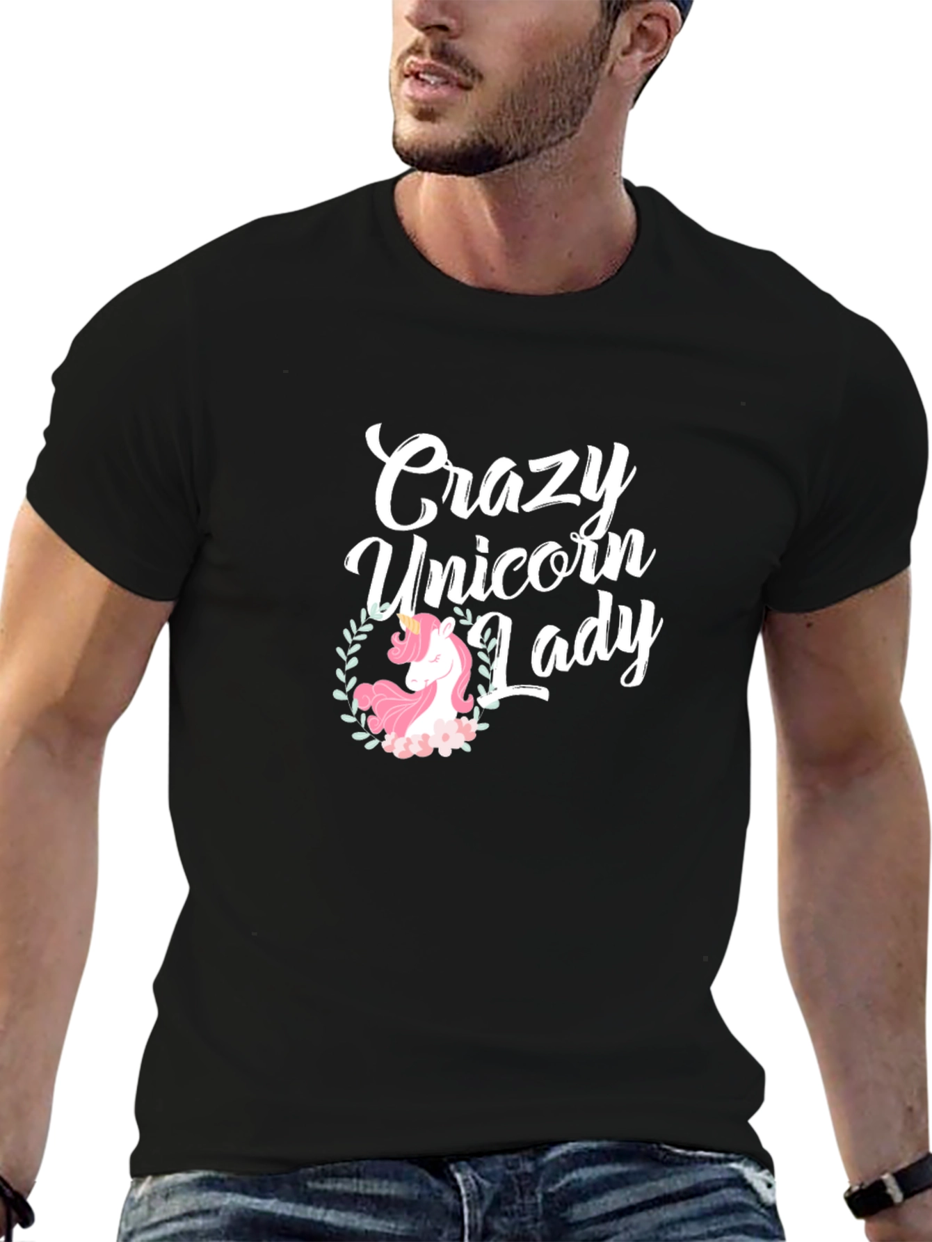 Crazy Unicorn Lady Black T-Shirt