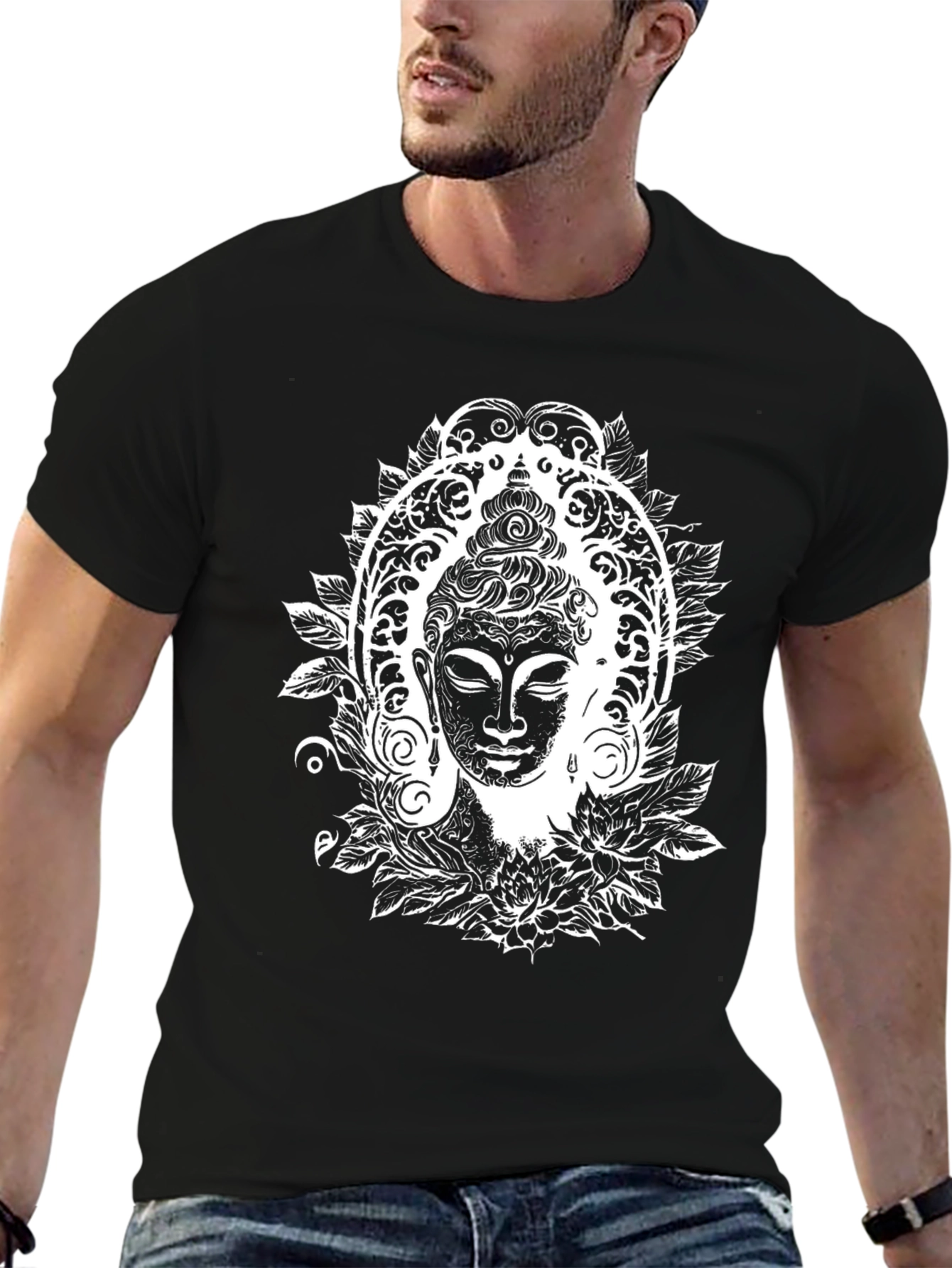 Buddha Graphic Tee - Black Cotton Comfort