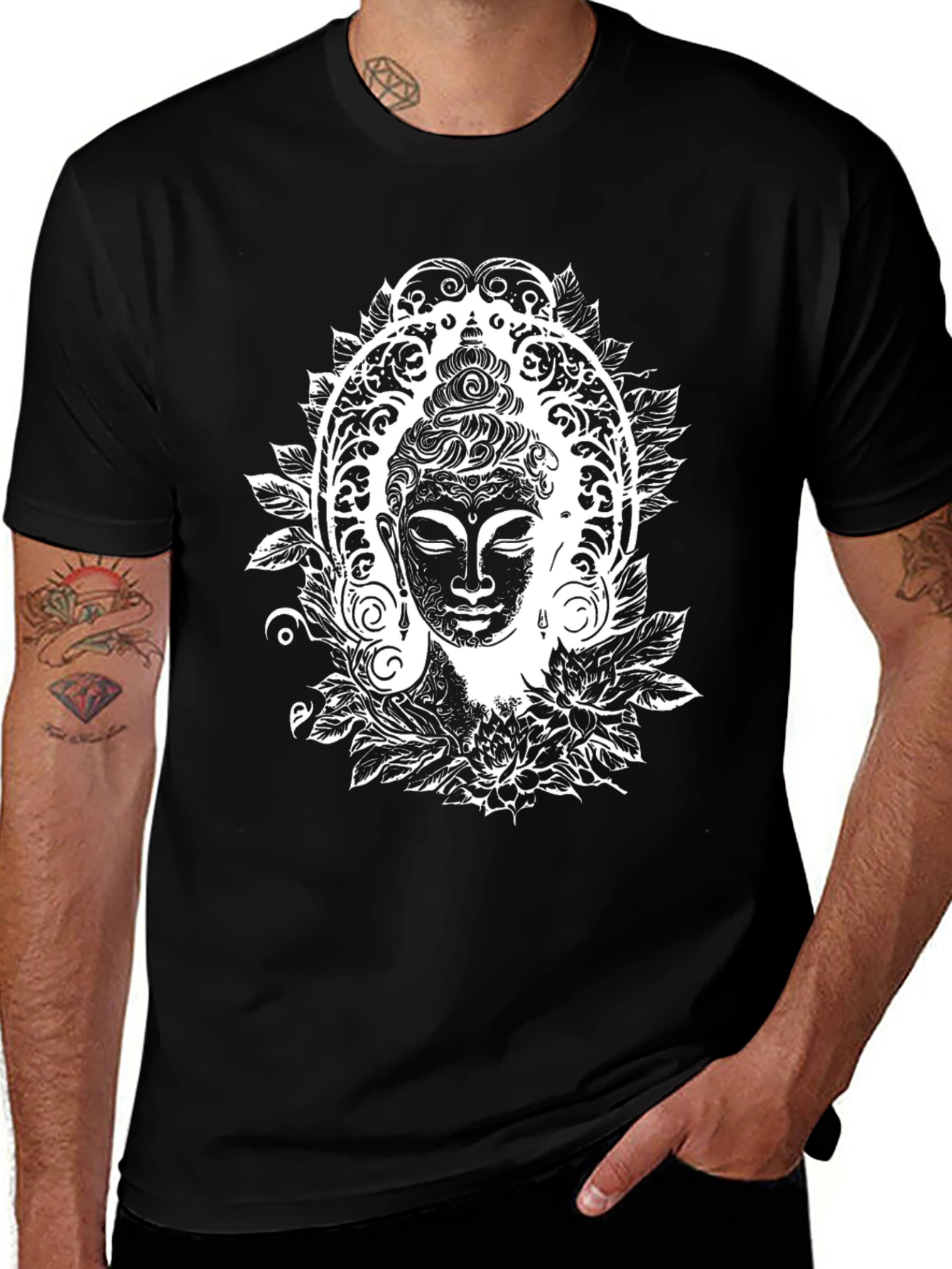 Buddha Graphic Tee - Black Cotton Comfort