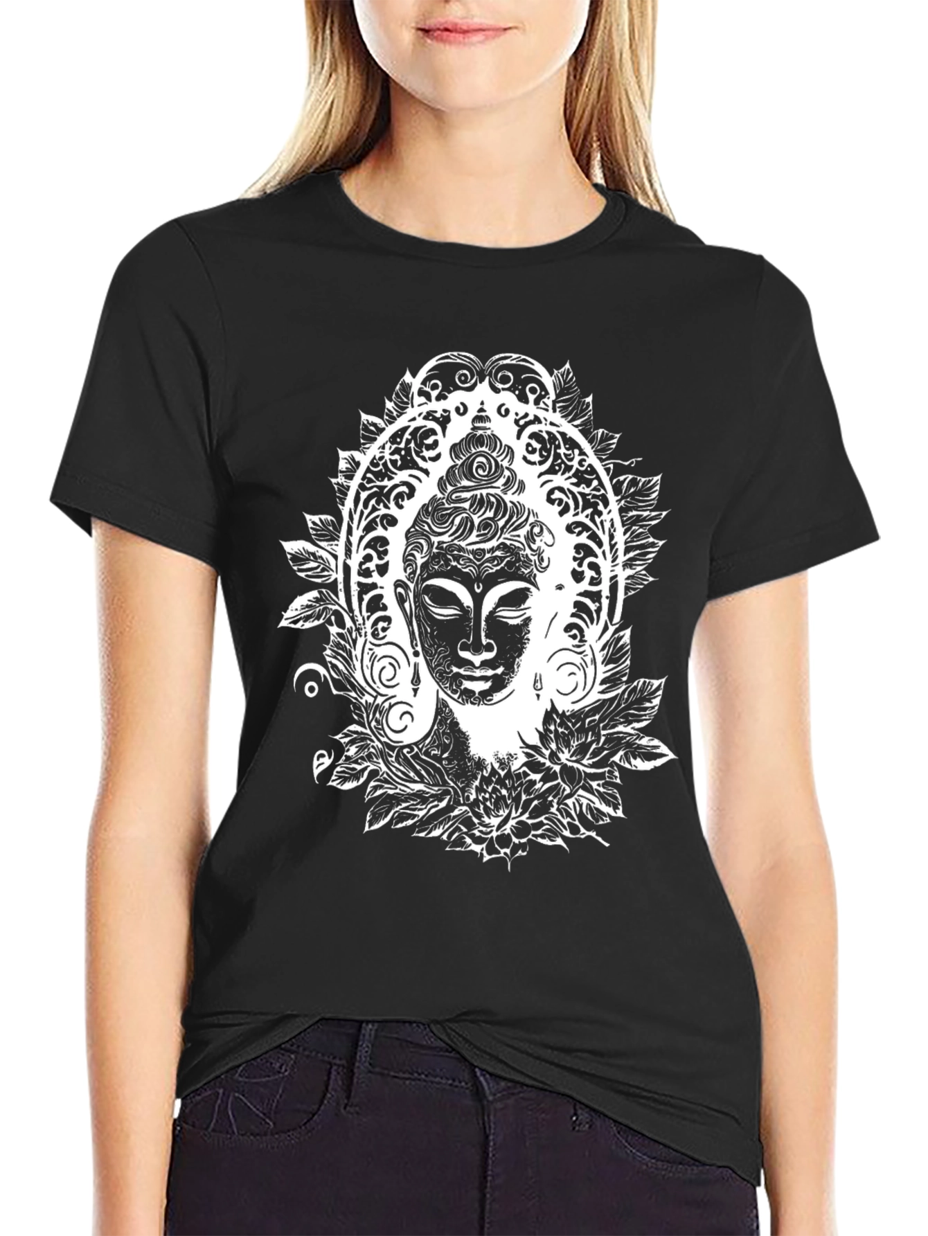 Buddha Graphic Tee - Black Cotton Comfort