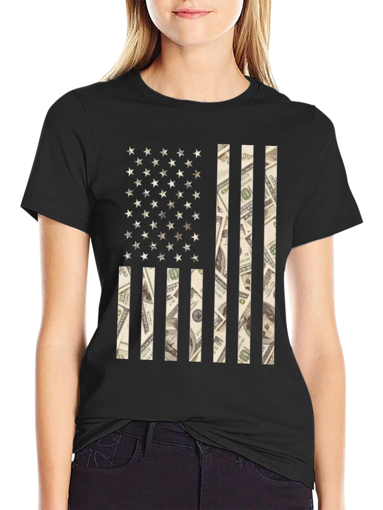 American Flag Money Graphic Tee