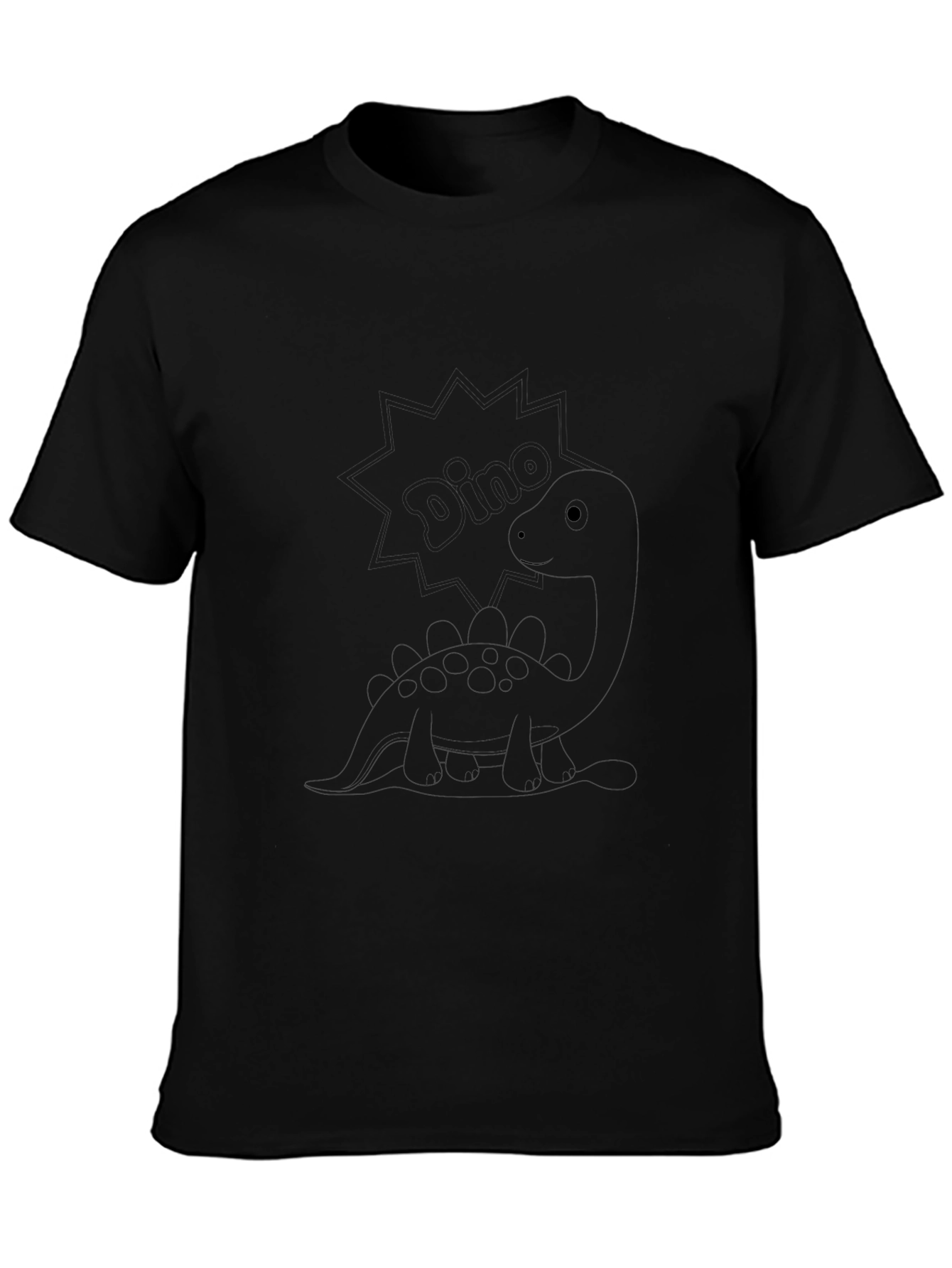 Cute Stegosaurus Black T-Shirt