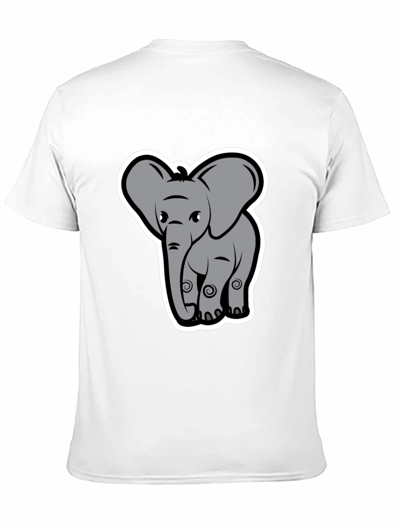 Elephant Cartoon Graphic Tee - Black