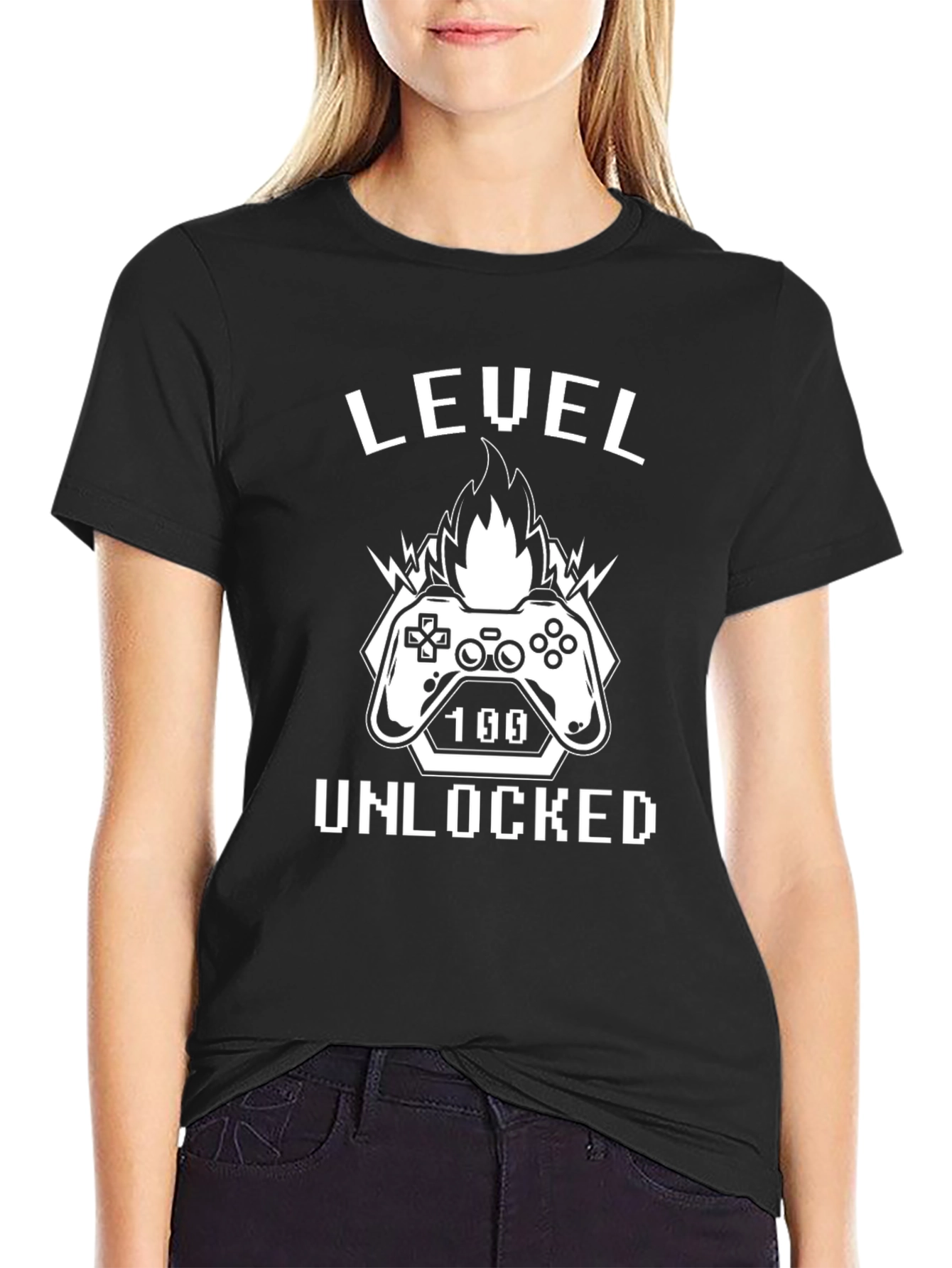 Level 100 Unlocked Black T-Shirt