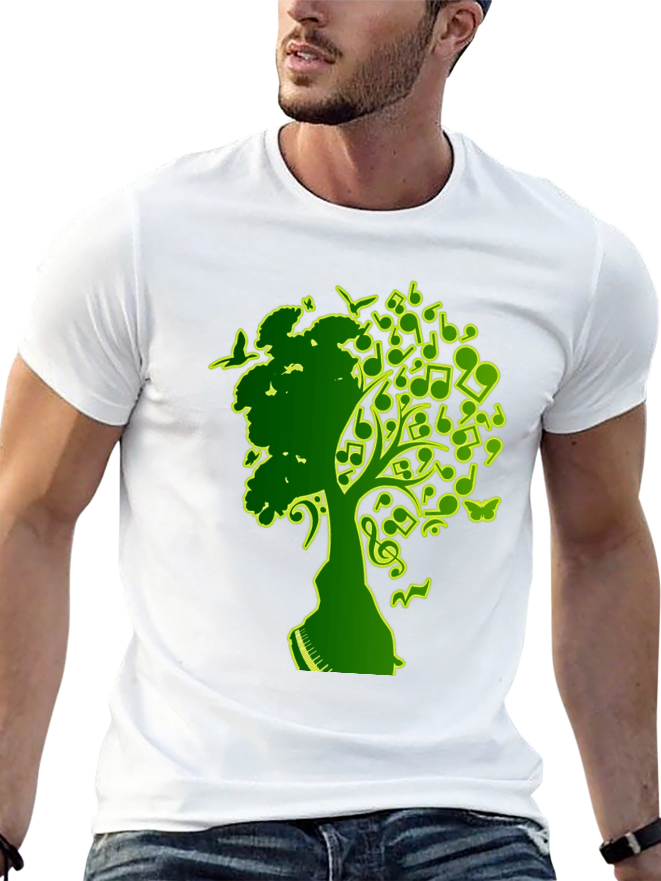 Musical Tree Graphic T-Shirt - Black