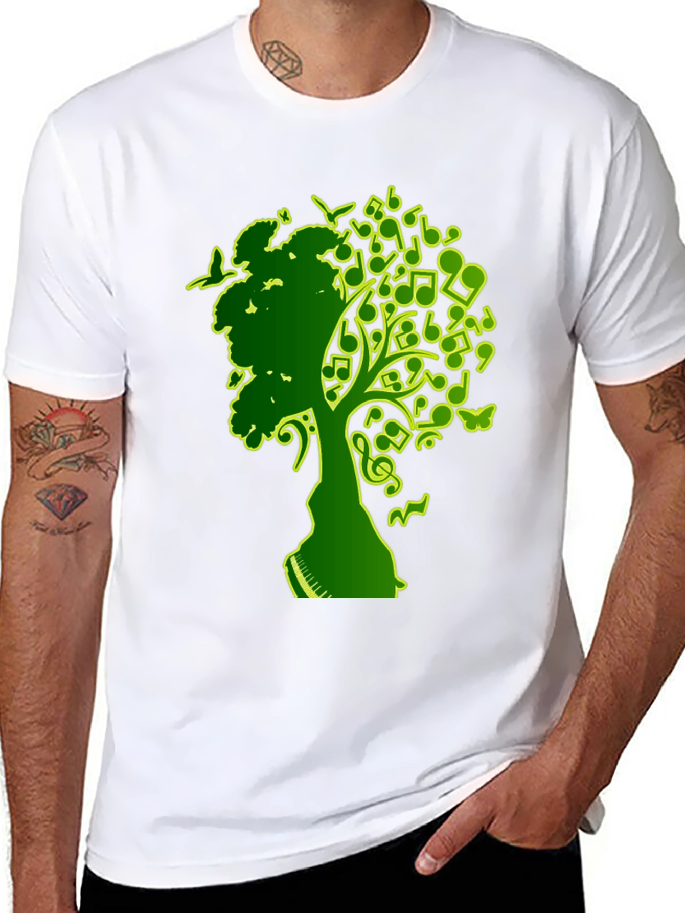 Musical Tree Graphic T-Shirt - Black