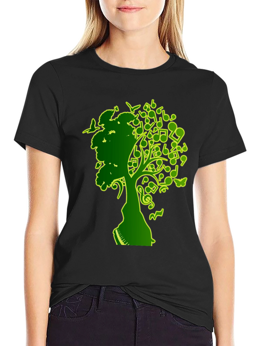 Musical Tree Graphic T-Shirt - Black