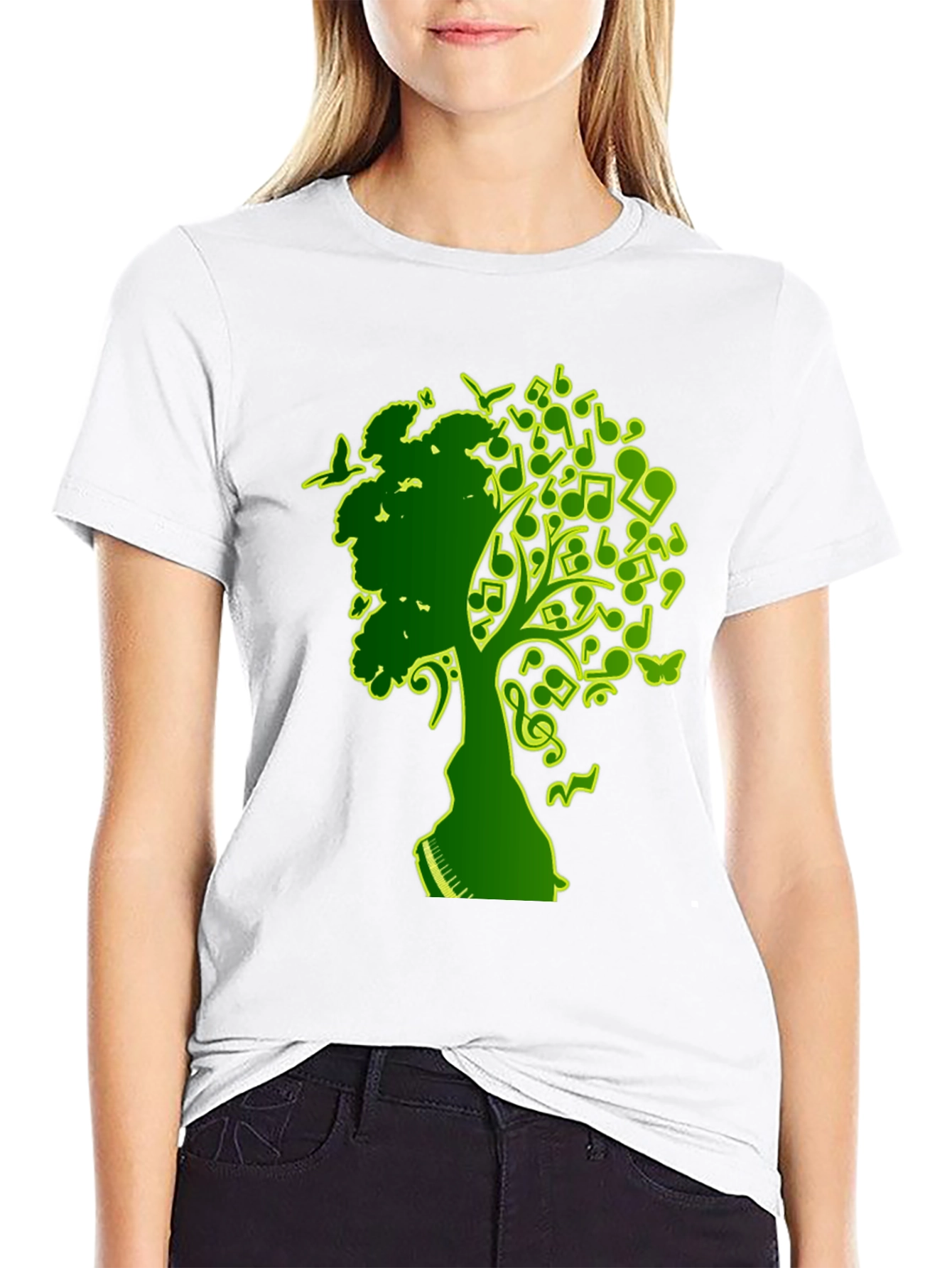 Musical Tree Graphic T-Shirt - Black