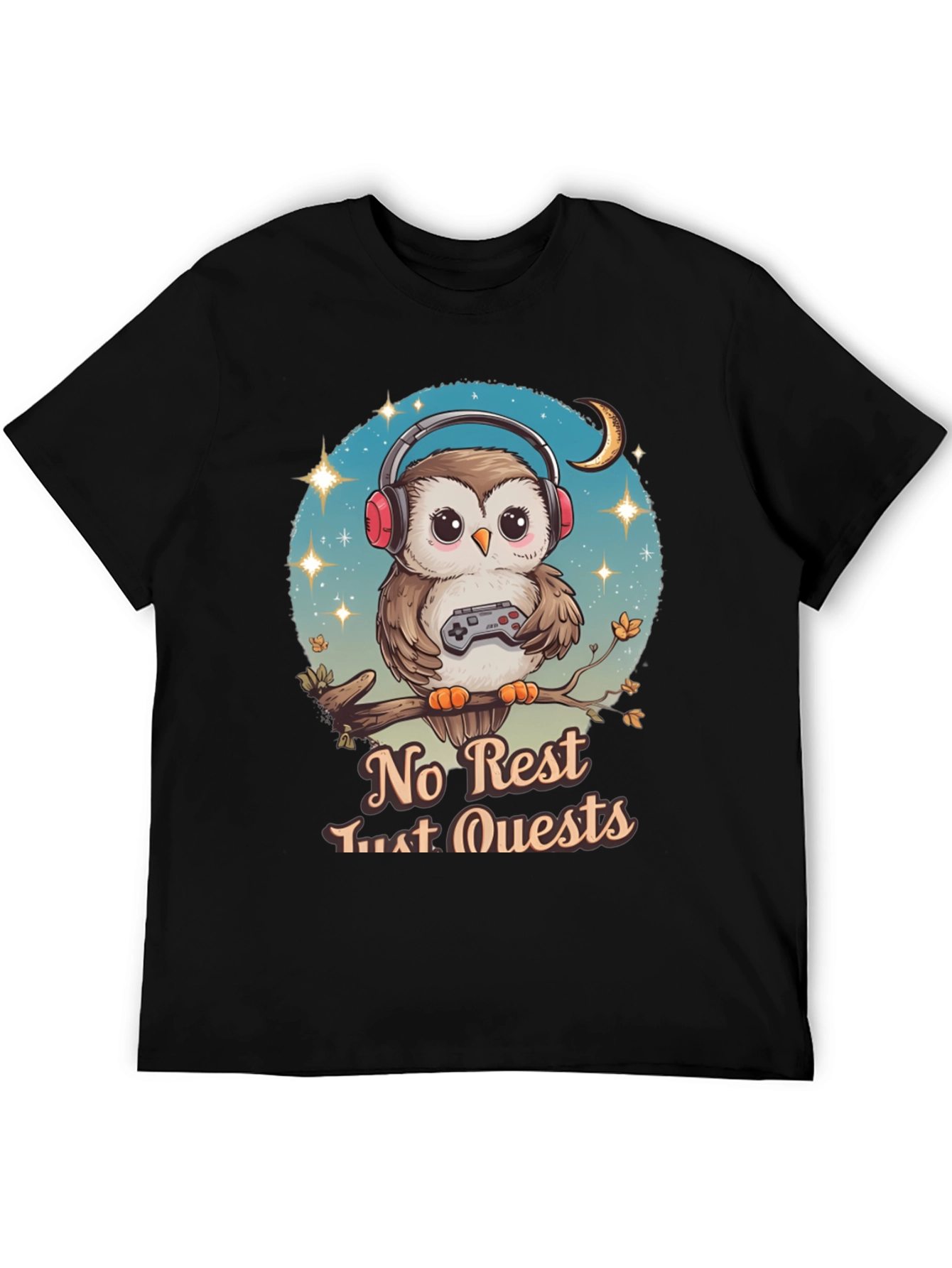 Gamer Owl T-Shirt - No Rest Just Quests