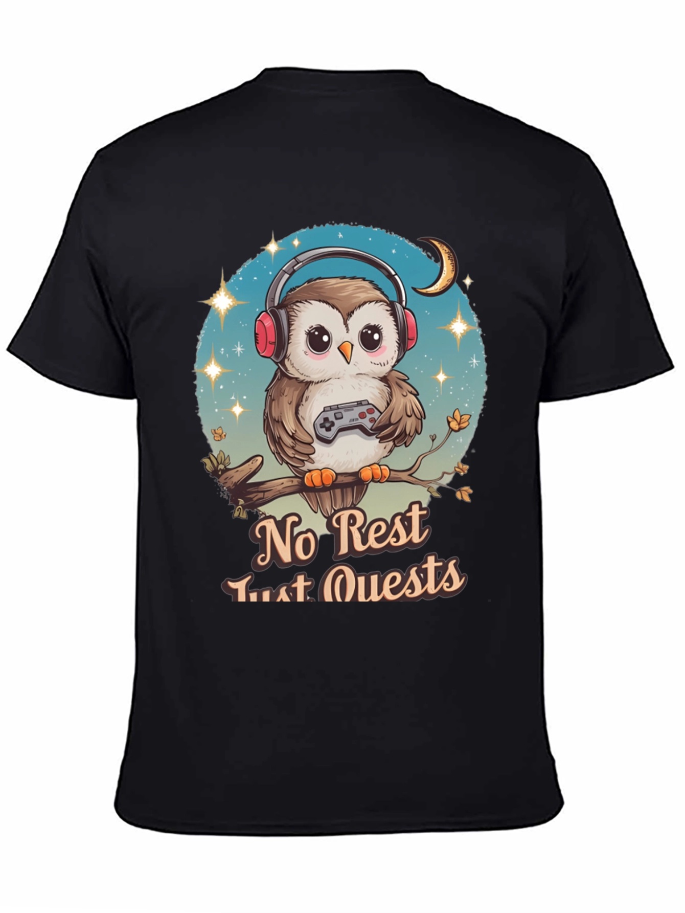 Gamer Owl T-Shirt - No Rest Just Quests