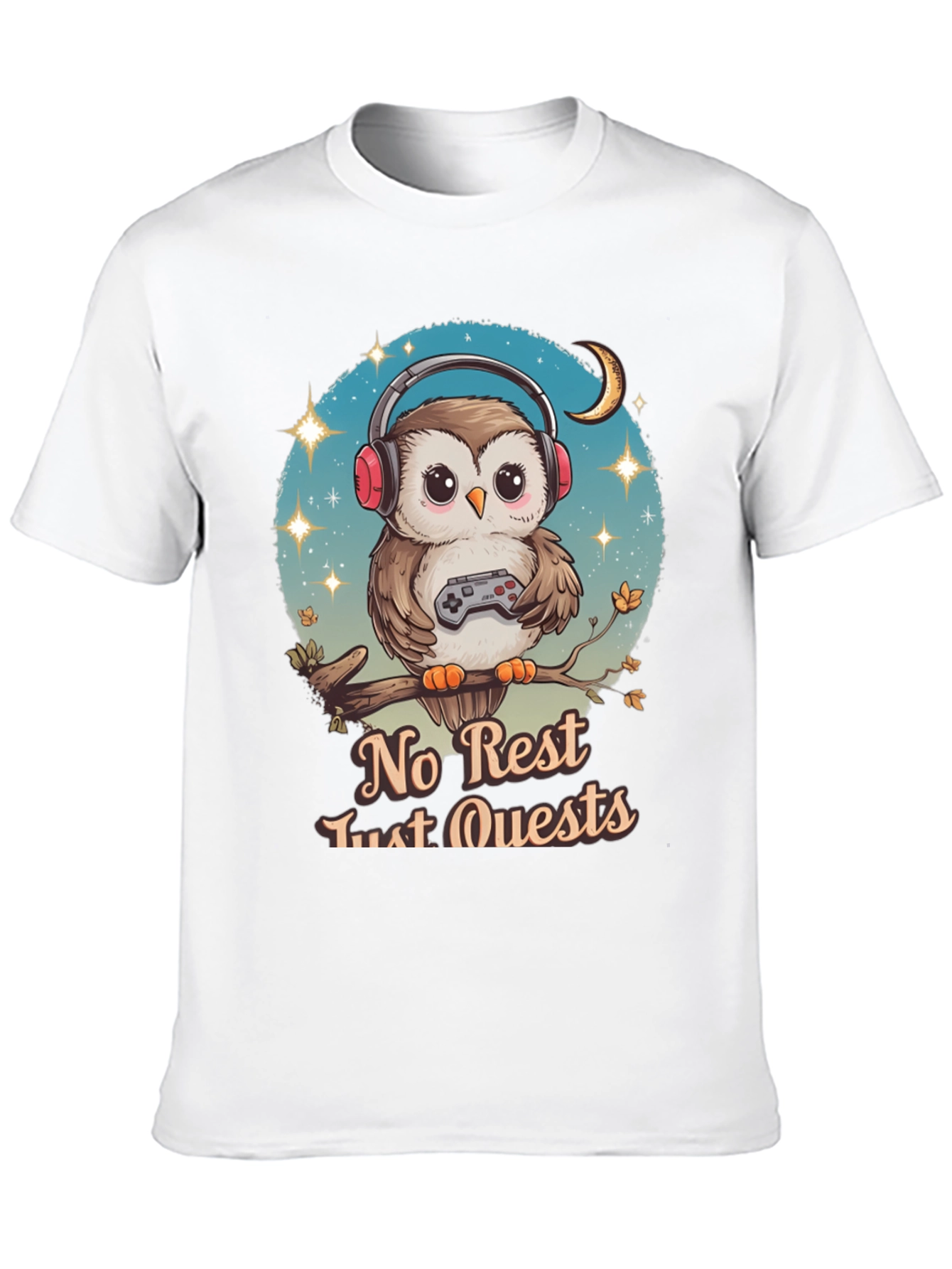 Gamer Owl T-Shirt - No Rest Just Quests