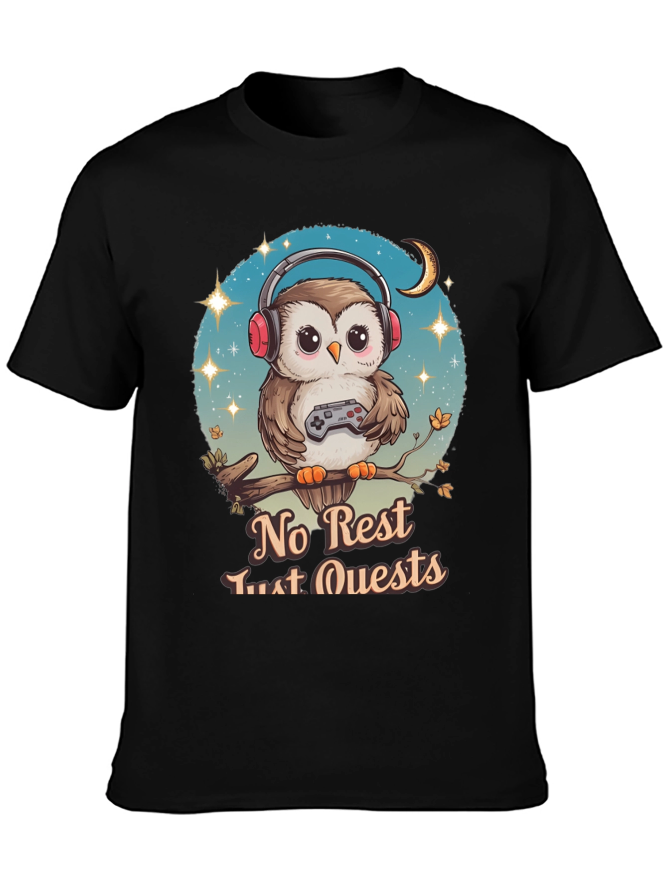 Gamer Owl T-Shirt - No Rest Just Quests