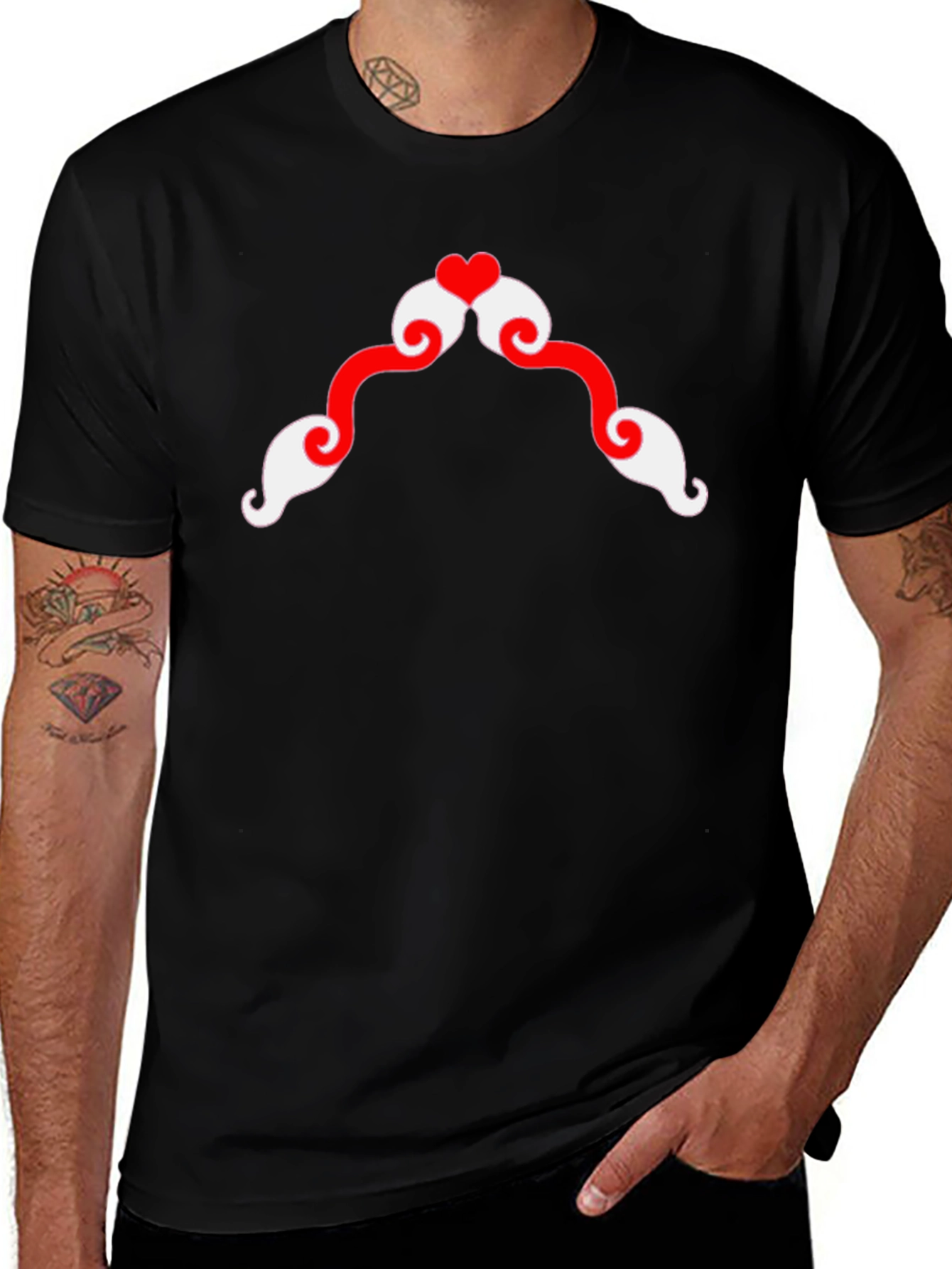 Heart Mustache Graphic Tee