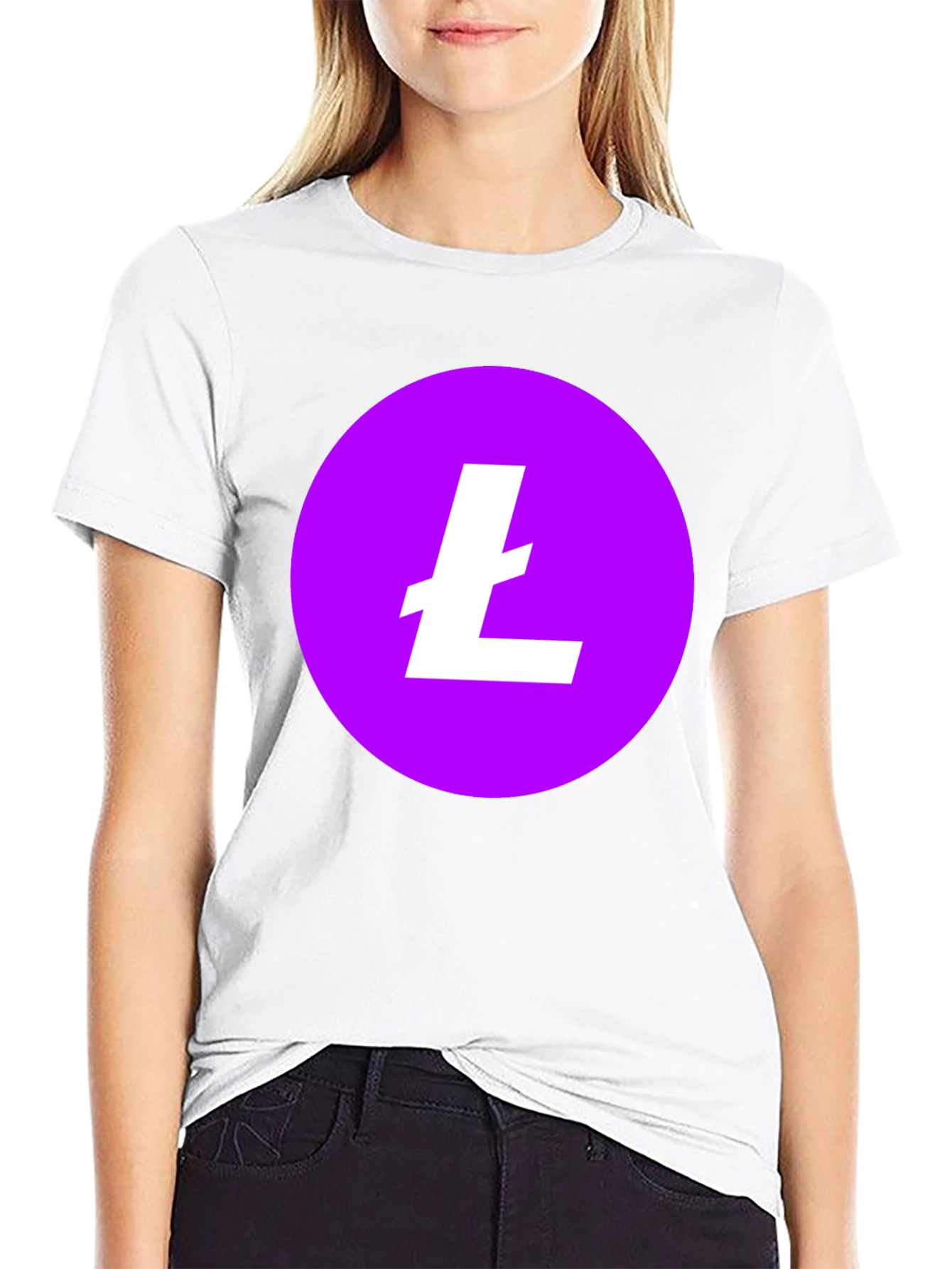 Litecoin Crypto T-Shirt - Round Purple Logo Black Tee