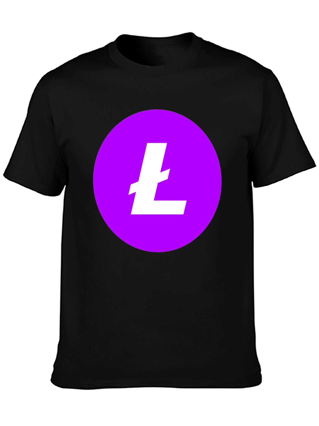 Litecoin Crypto T-Shirt - Round Purple Logo Black Tee