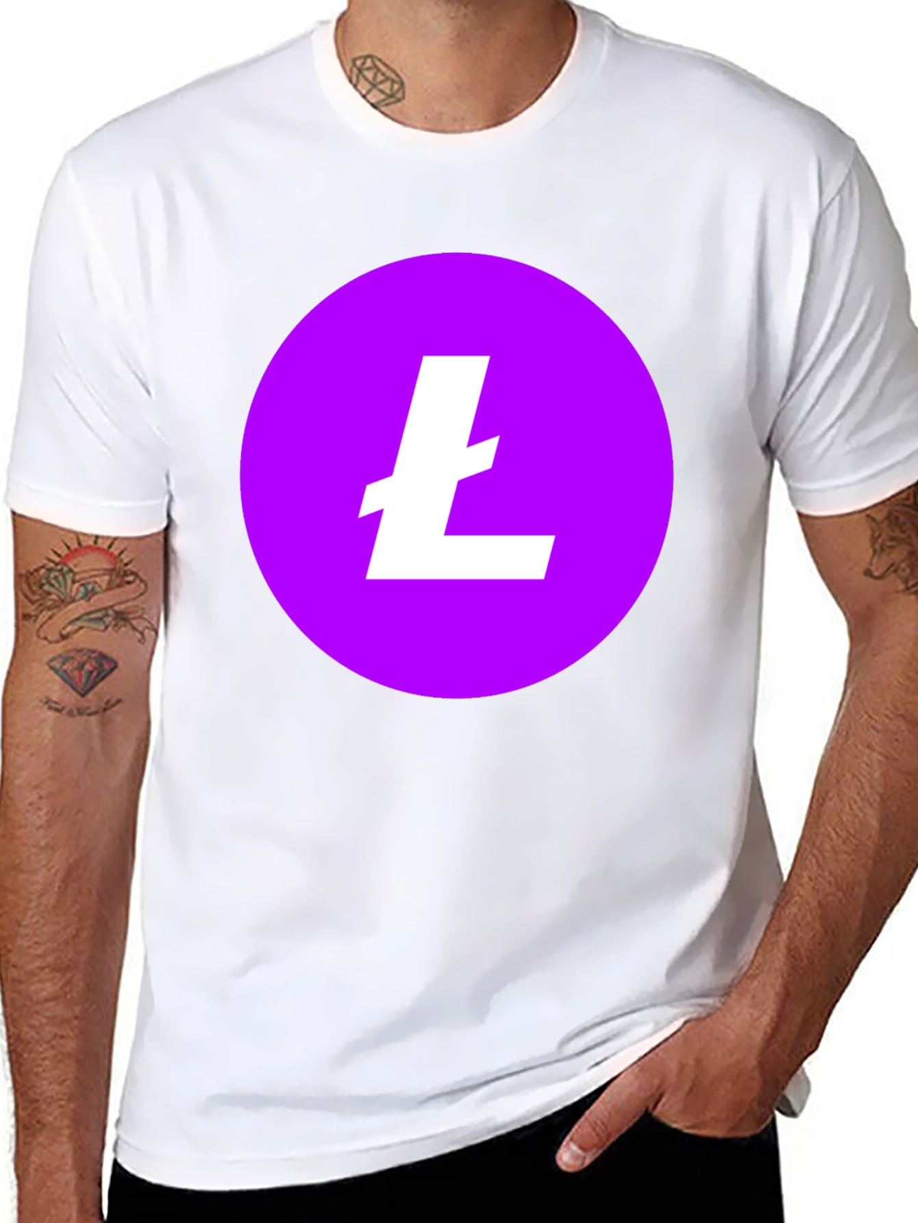 Litecoin Crypto T-Shirt - Round Purple Logo Black Tee