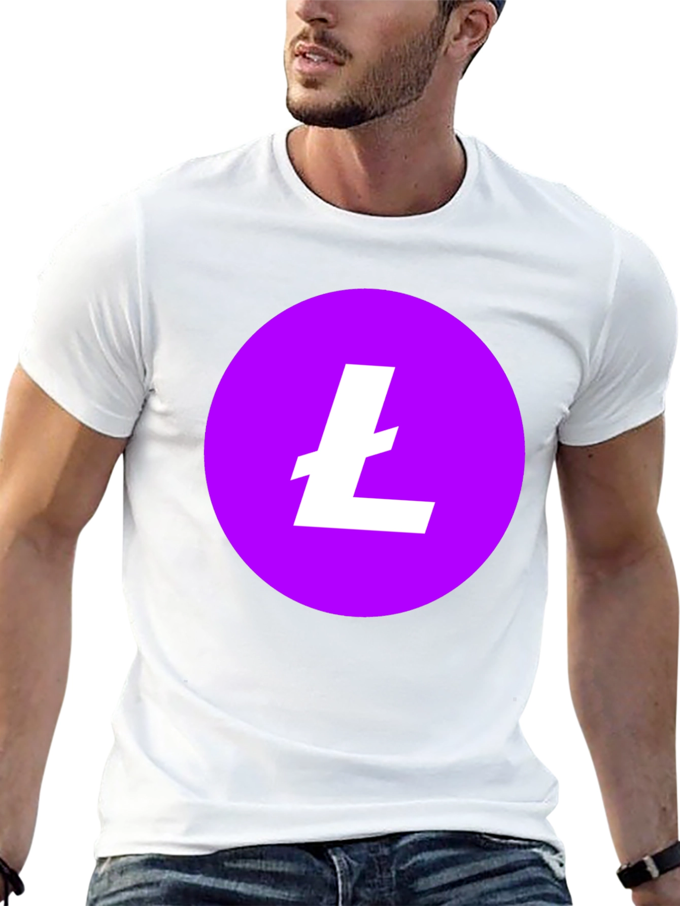 Litecoin Crypto T-Shirt - Round Purple Logo Black Tee