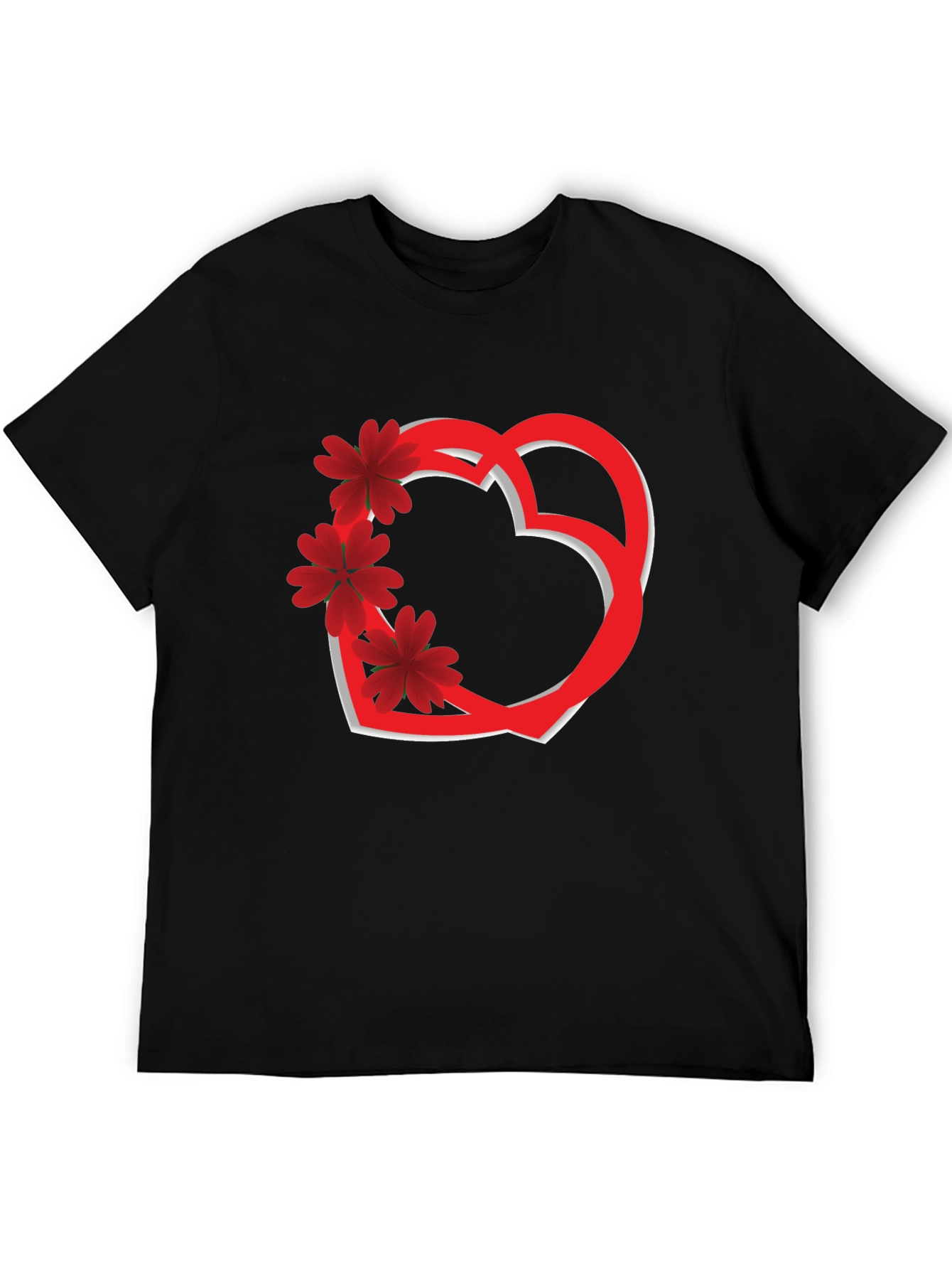 Heart & Flowers Graphic Tee - Black
