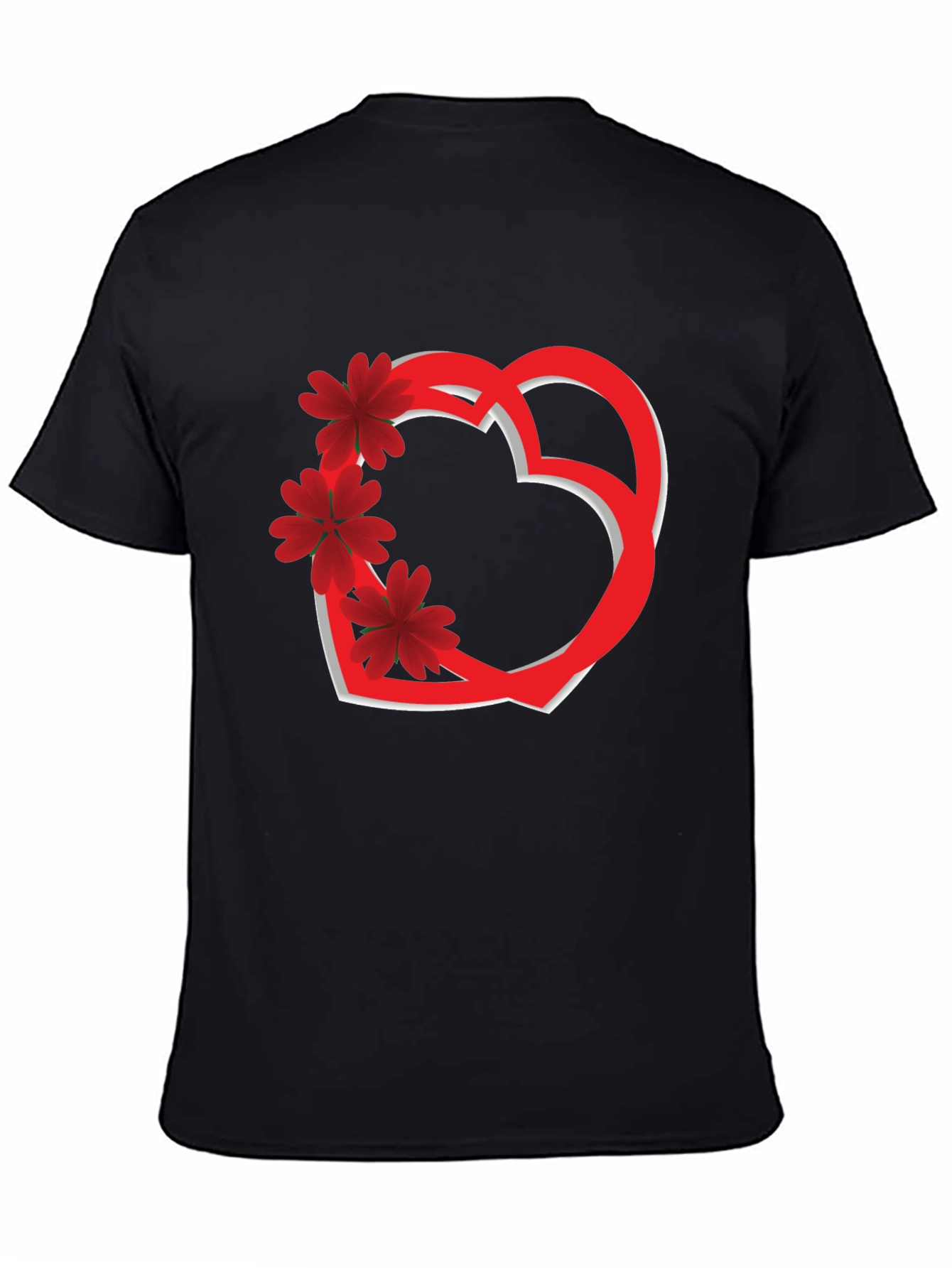 Heart & Flowers Graphic Tee - Black