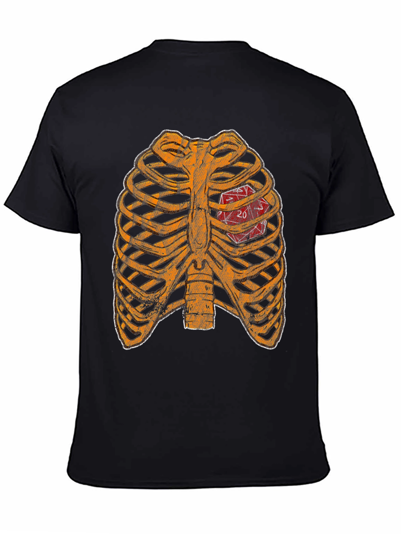 D20 Heartbeat T-Shirt - Gamer Ribcage Graphic Tee
