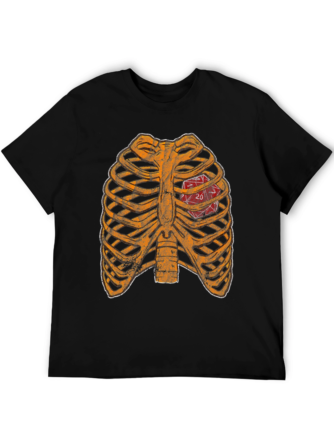 D20 Heartbeat T-Shirt - Gamer Ribcage Graphic Tee