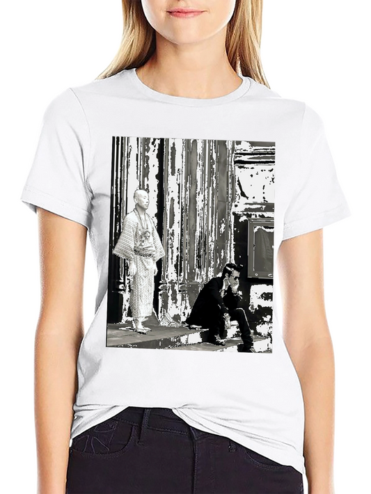 Stylish Black T-Shirt with Retro Street Scene Print