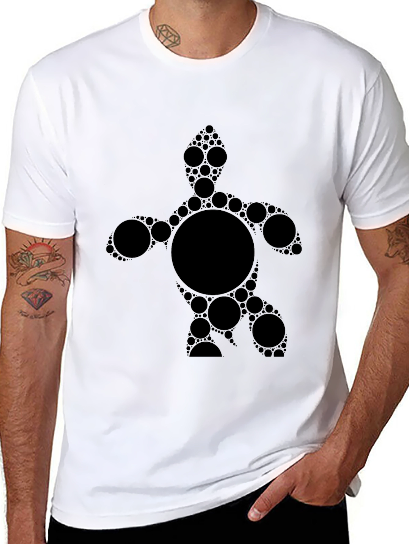 Abstract Turtle Graphic Tee - Mens Black T-Shirt