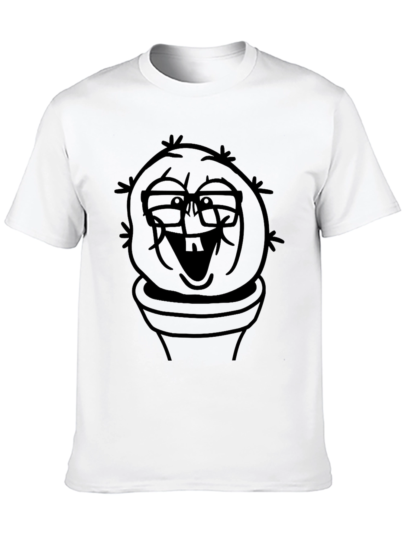 Funny Cactus Man Graphic Tee - Black T-Shirt