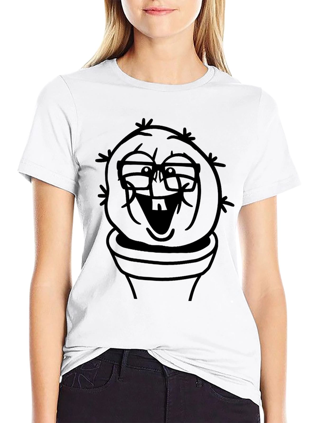Funny Cactus Man Graphic Tee - Black T-Shirt