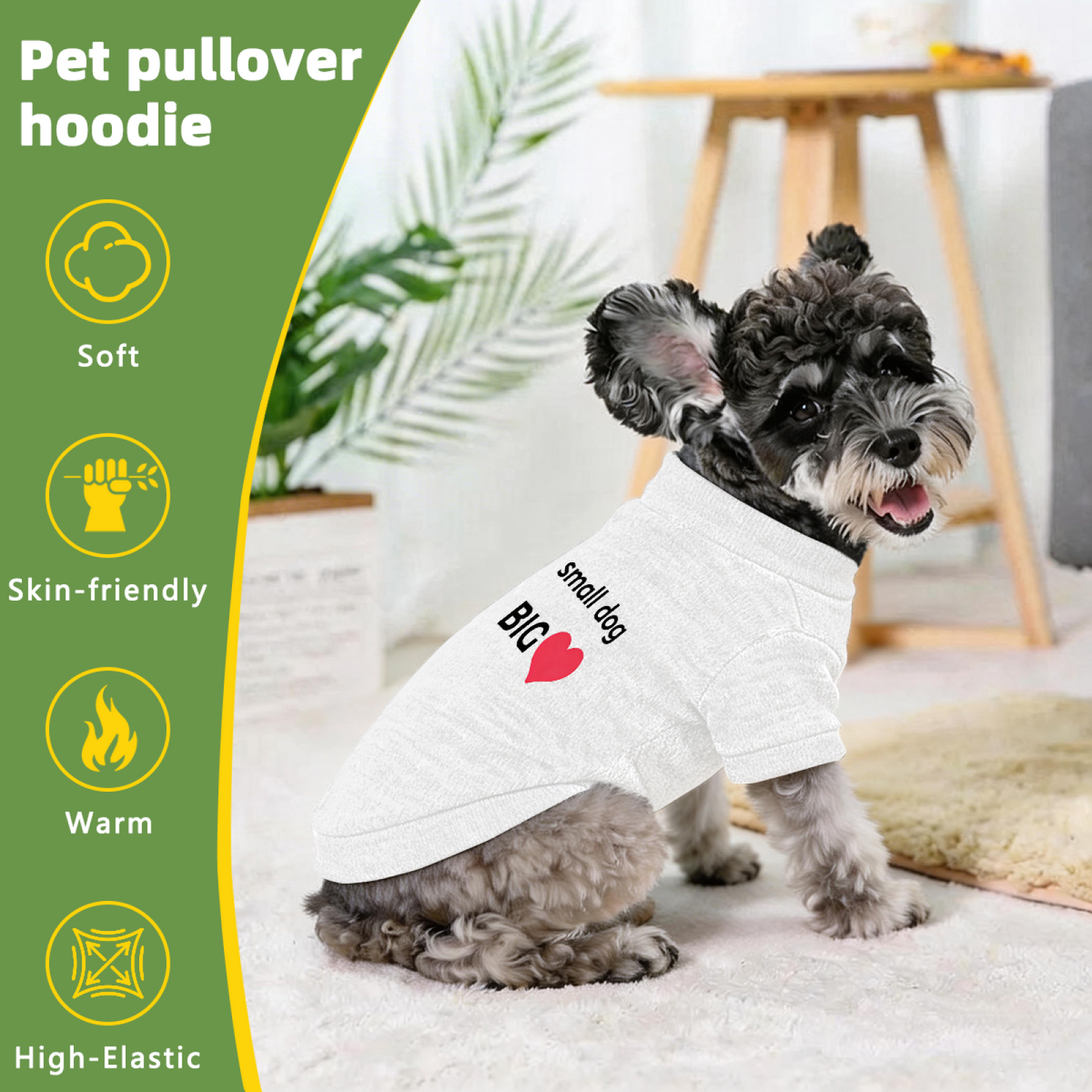 Small Dog Big Heart Sweet White Pet Warm Cardigan Sweater