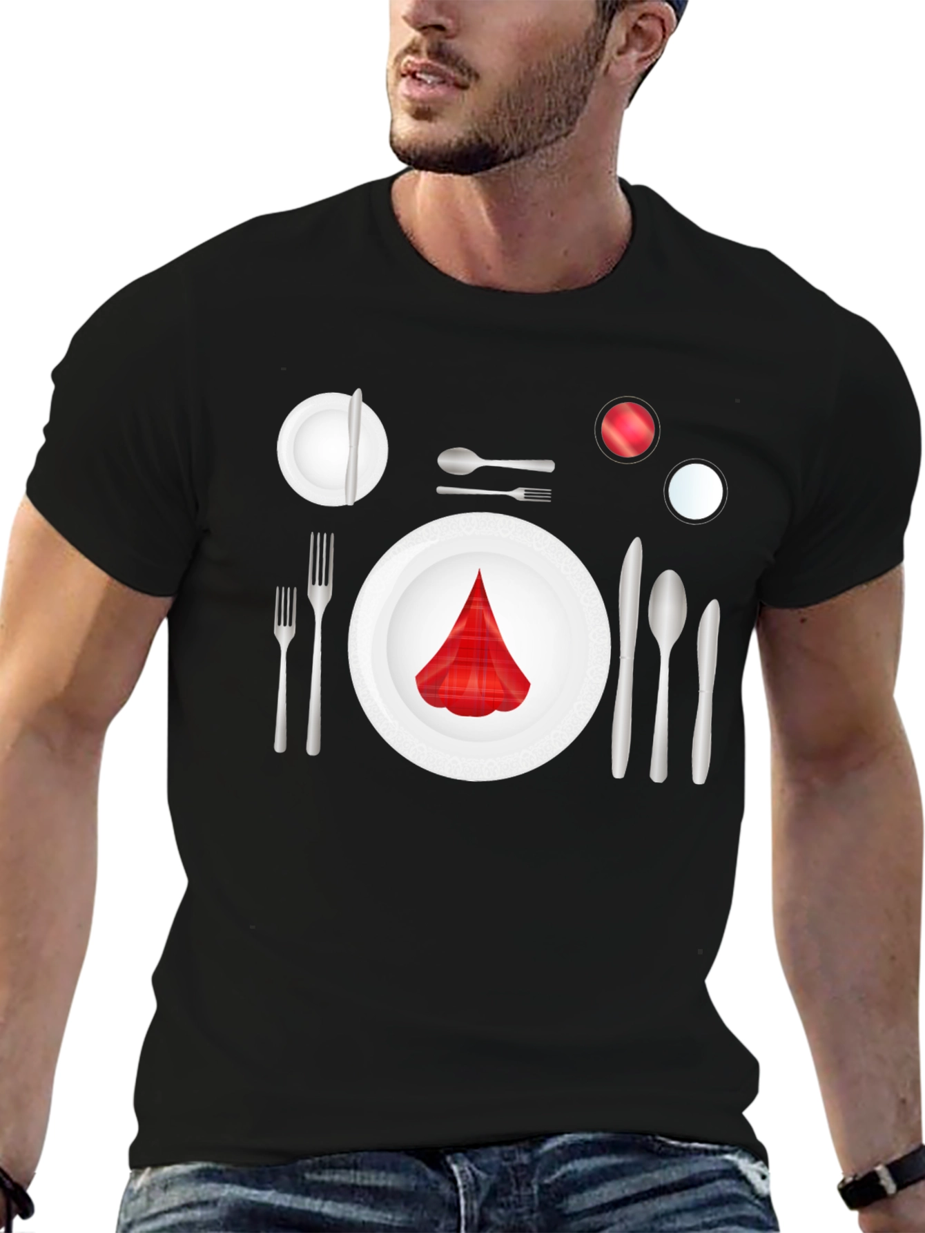 Dinner Place Setting Graphic Tee - Black