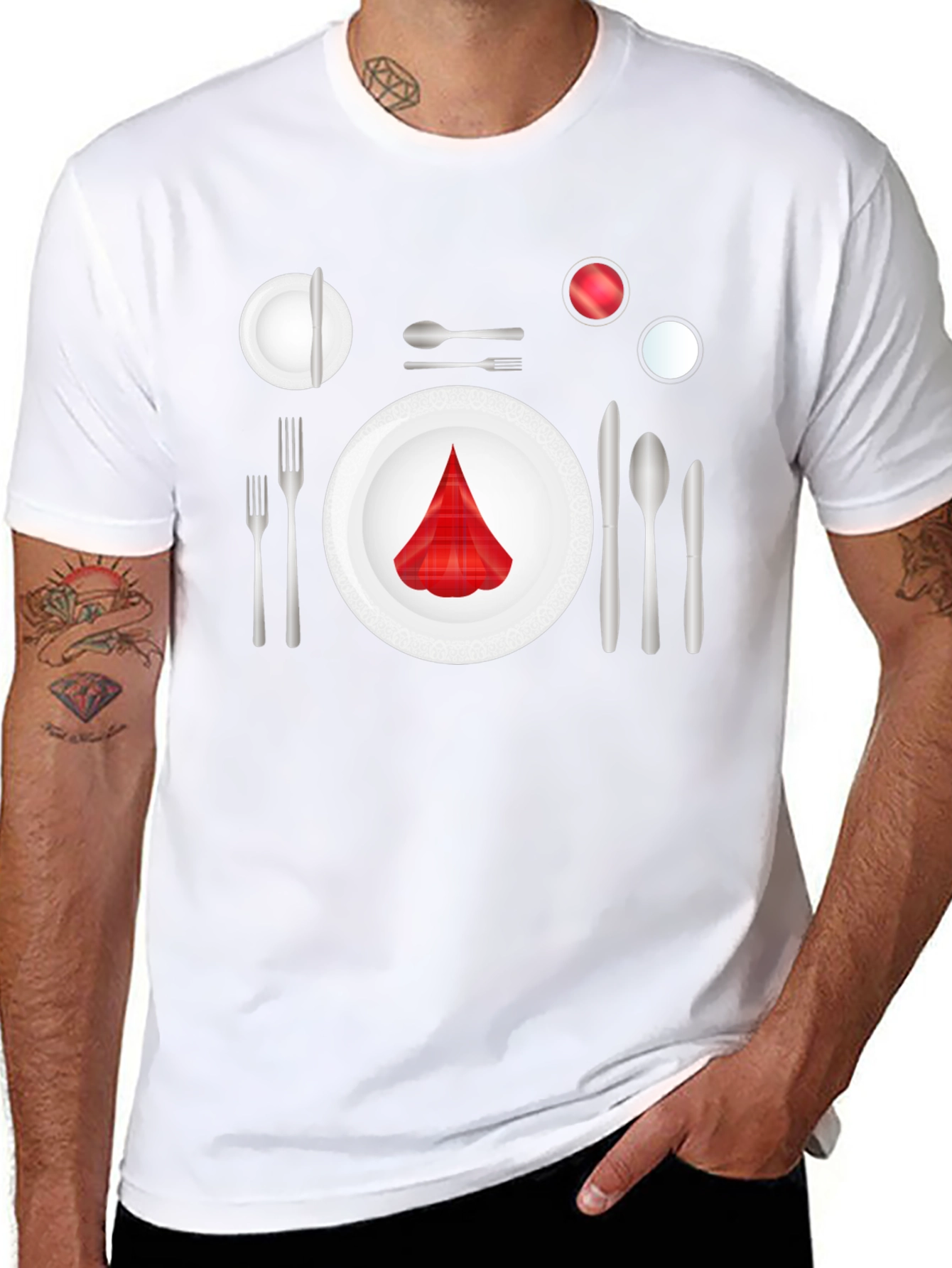 Dinner Place Setting Graphic Tee - Black