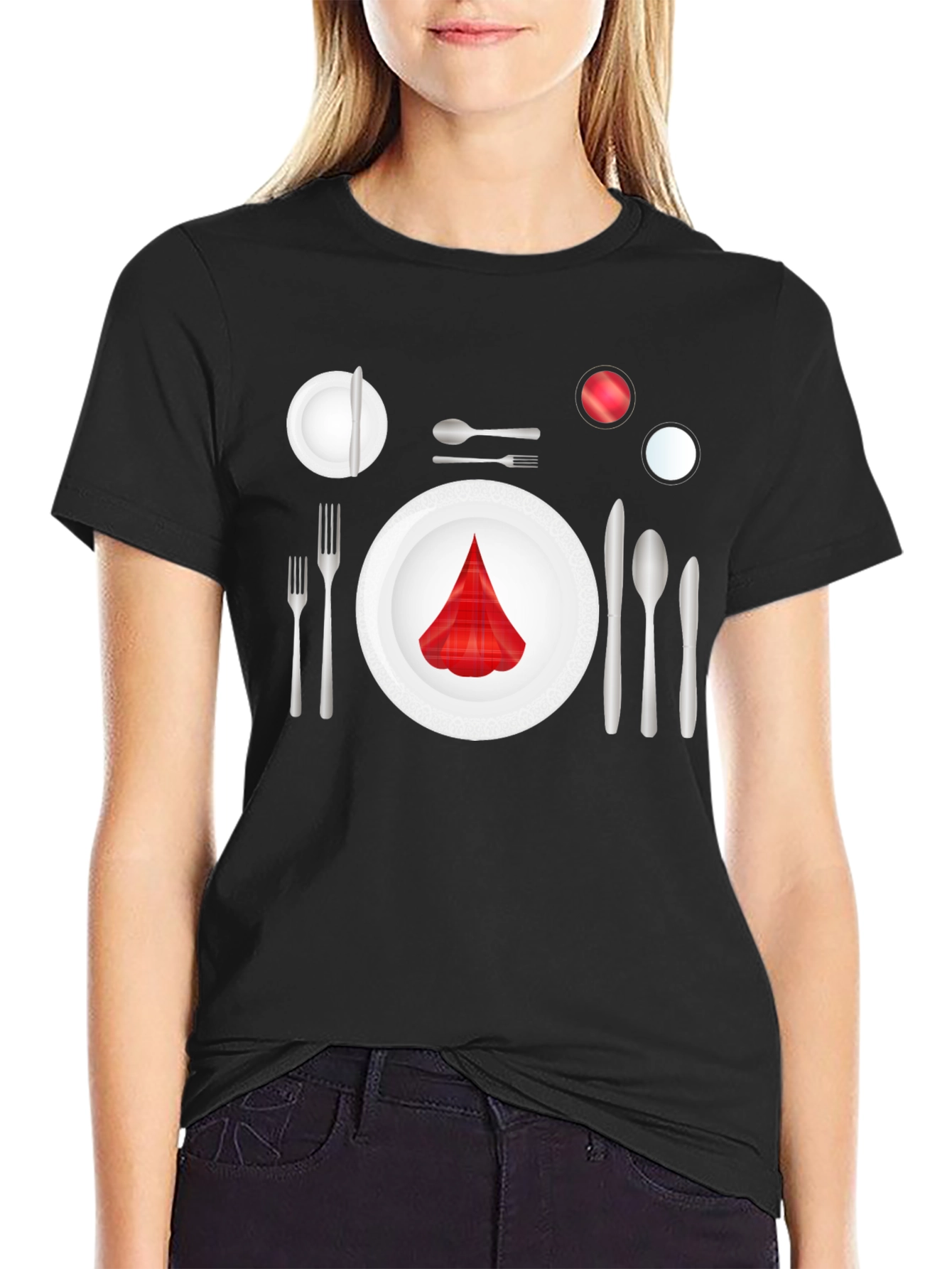 Dinner Place Setting Graphic Tee - Black
