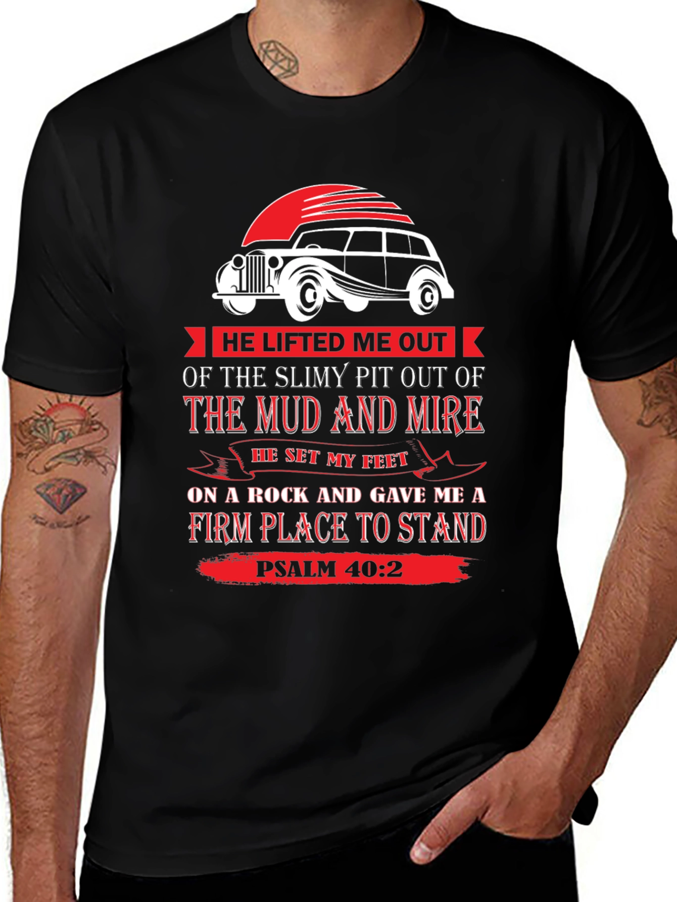 Faith-Inspired Psalm 40:2 Graphic Tee