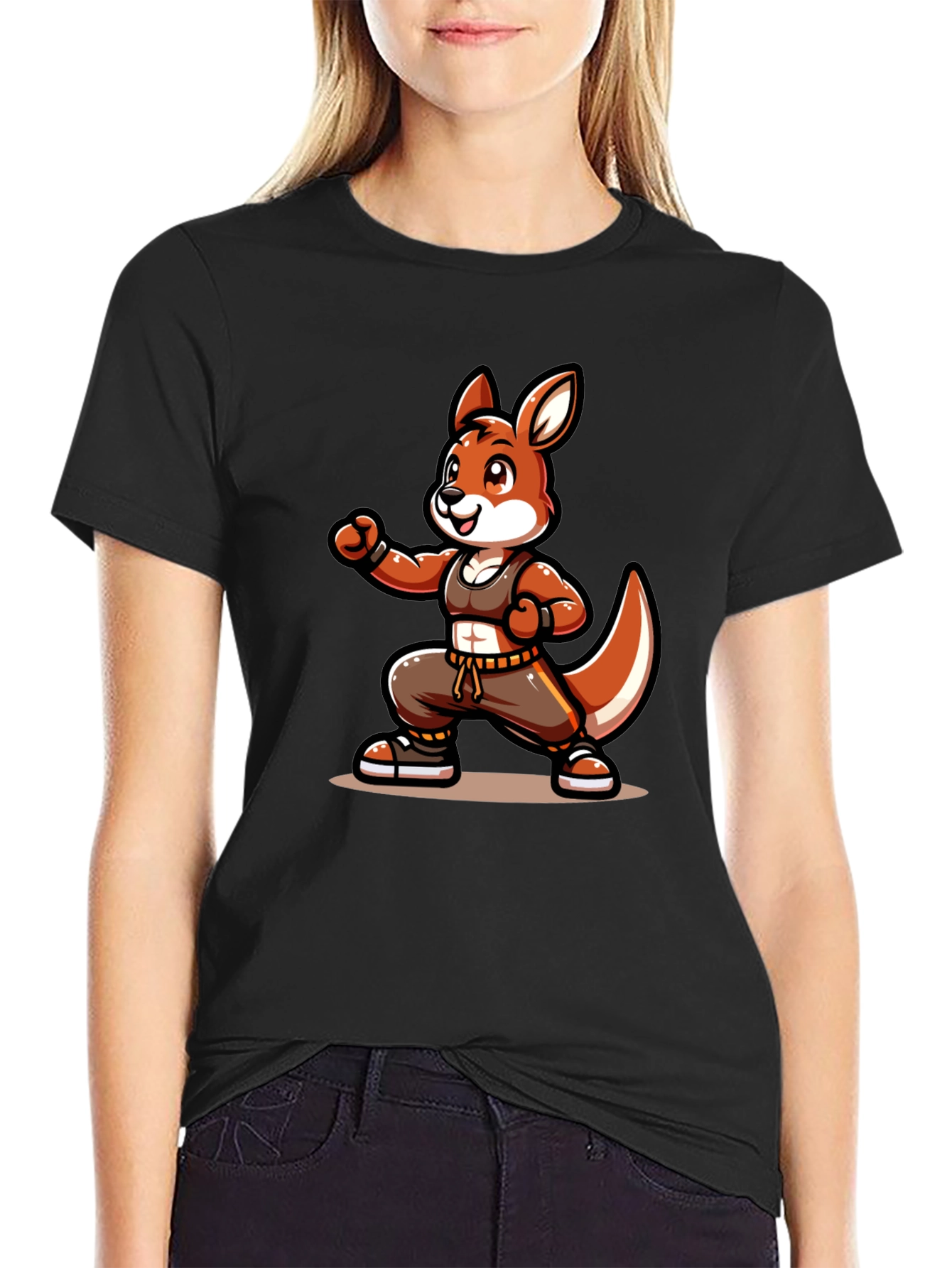 Cool Kangaroo Cartoon Graphic T-Shirt