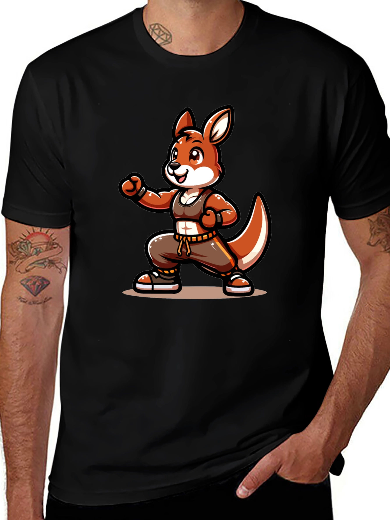 Cool Kangaroo Cartoon Graphic T-Shirt