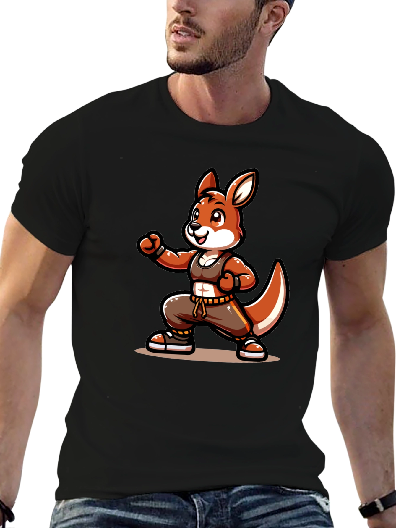 Cool Kangaroo Cartoon Graphic T-Shirt