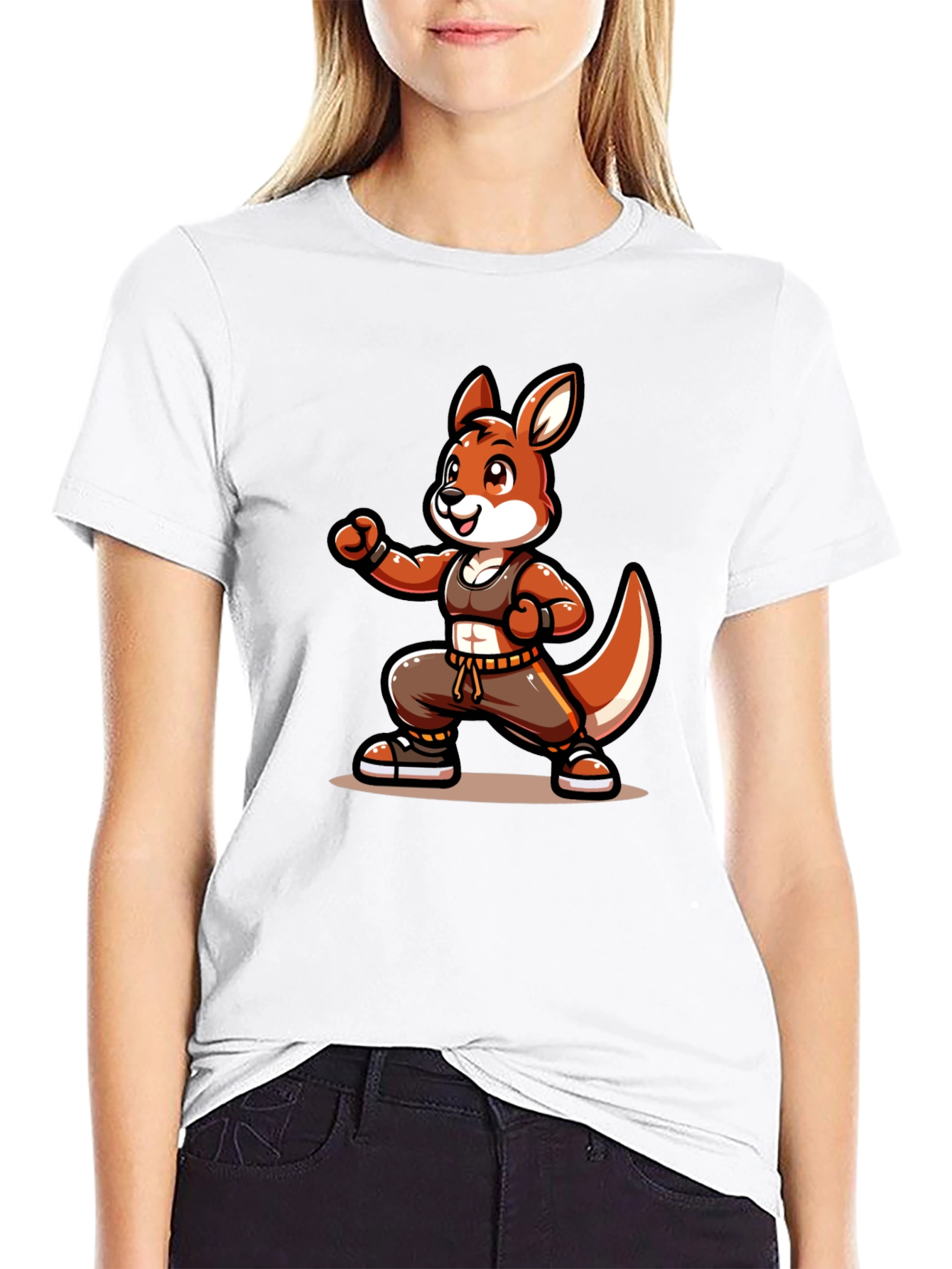 Cool Kangaroo Cartoon Graphic T-Shirt