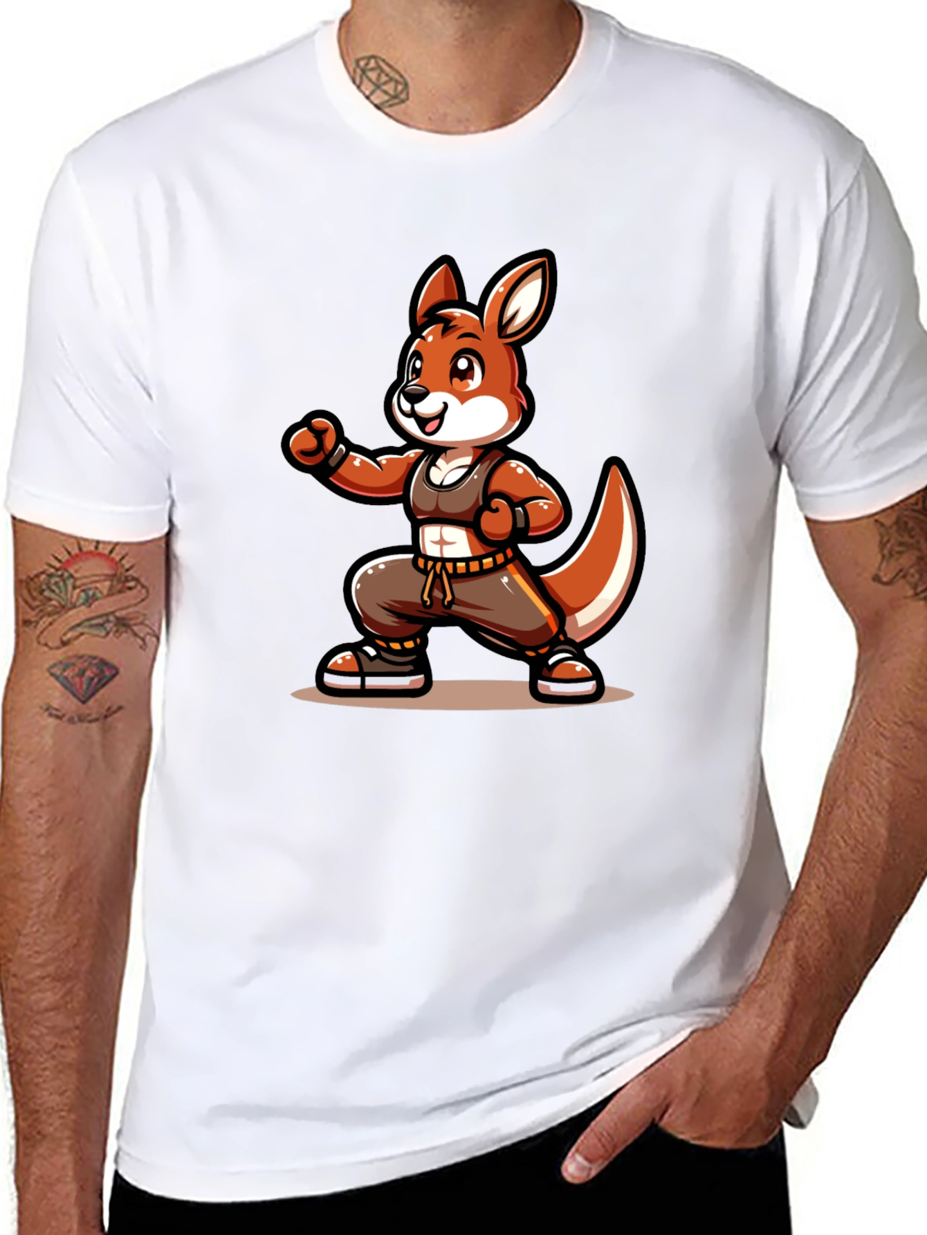 Cool Kangaroo Cartoon Graphic T-Shirt