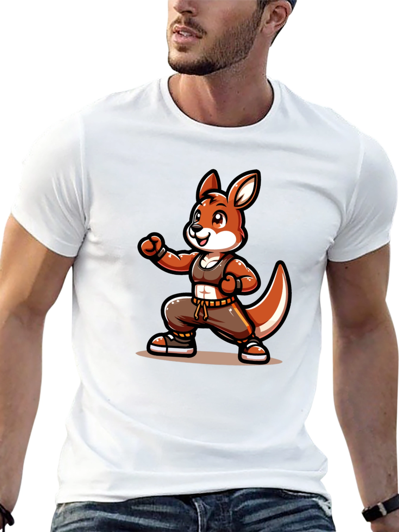 Cool Kangaroo Cartoon Graphic T-Shirt