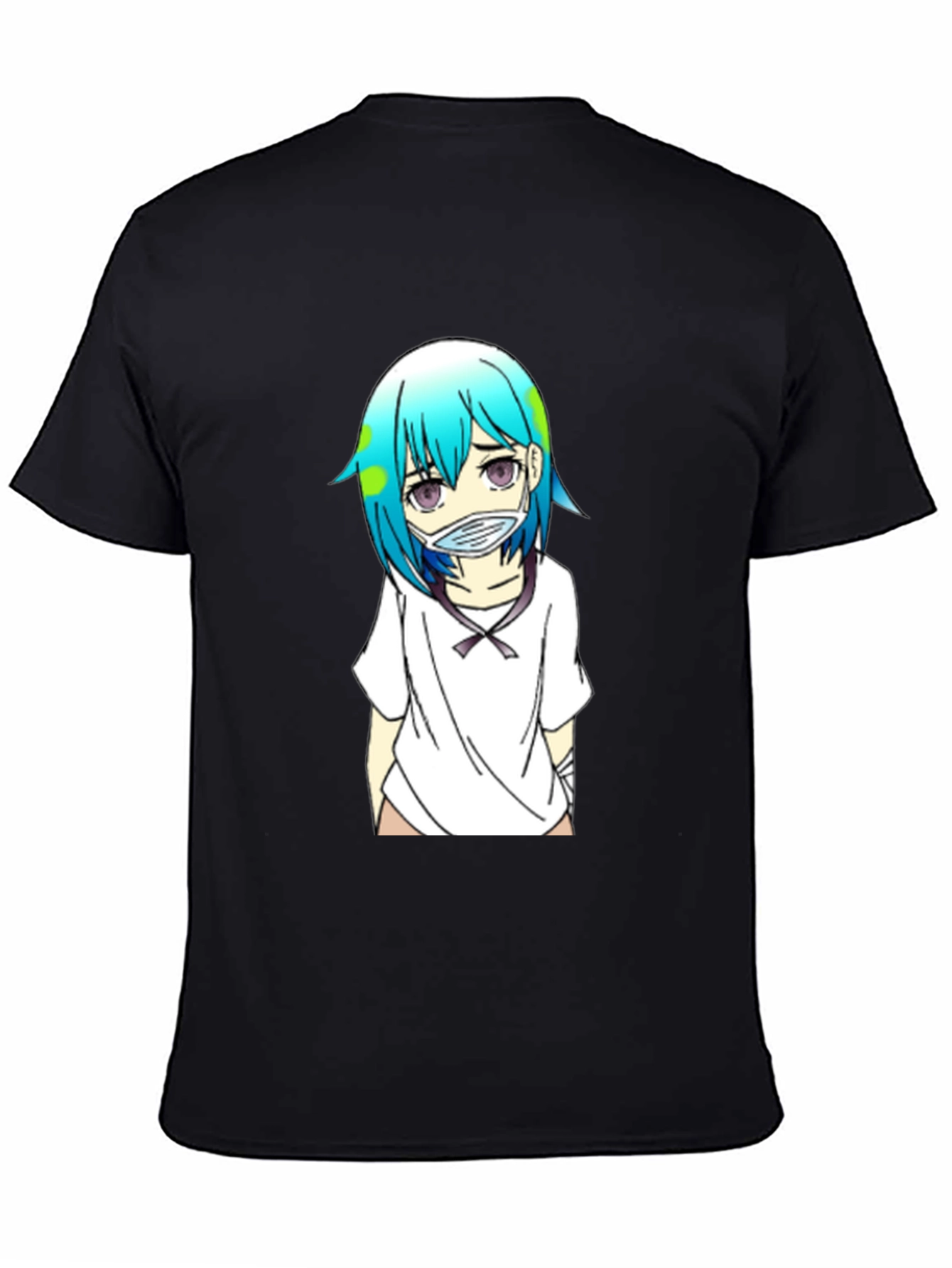 Earth-chan Masked Anime Graphic Black T-Shirt