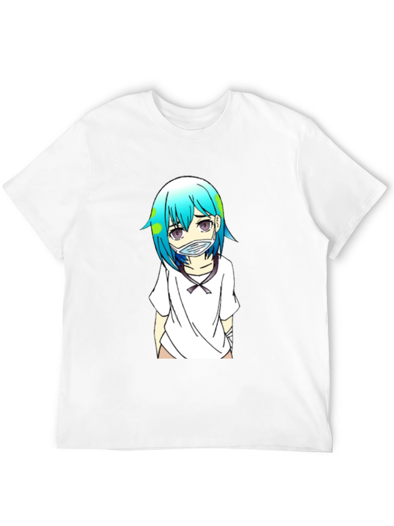 Earth-chan Masked Anime Graphic Black T-Shirt