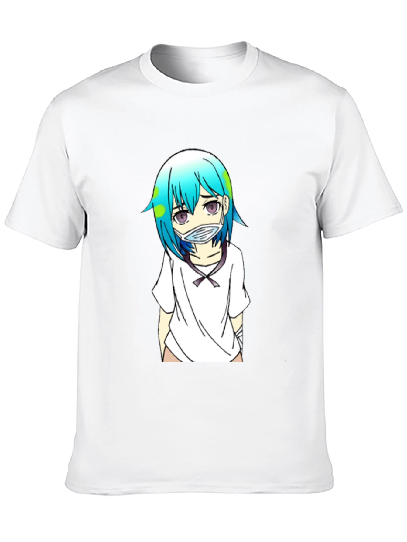Earth-chan Masked Anime Graphic Black T-Shirt