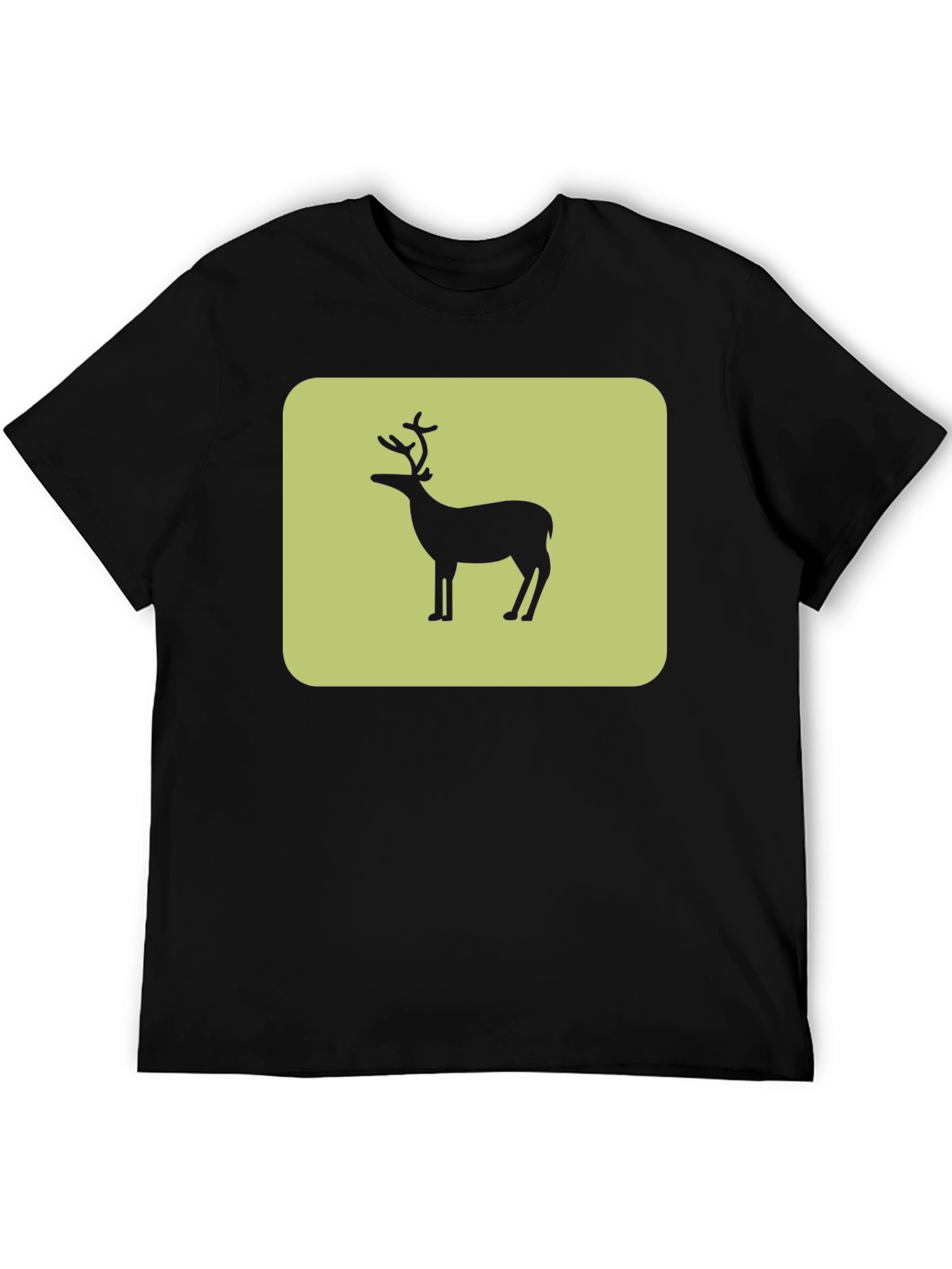Deer Silhouette Graphic Tee - Black Cotton Blend
