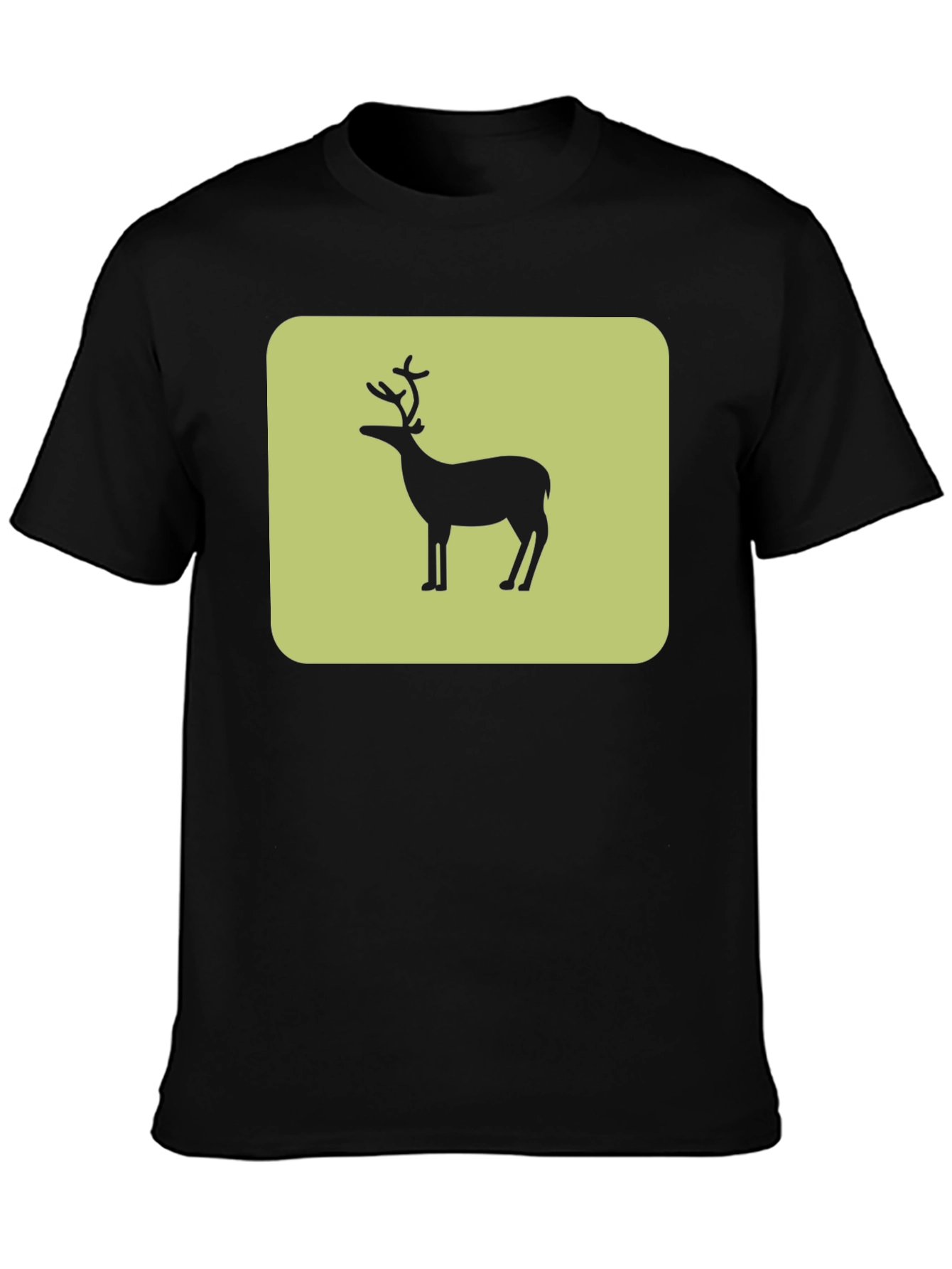 Deer Silhouette Graphic Tee - Black Cotton Blend