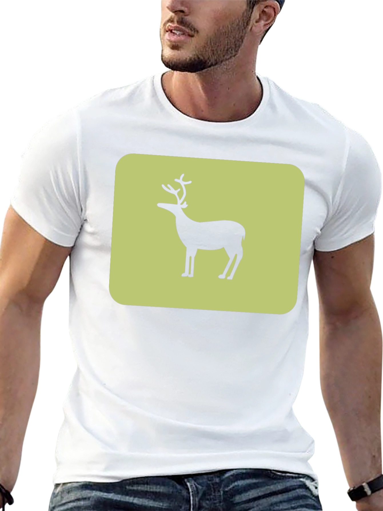 Deer Silhouette Graphic Tee - Black Cotton Blend