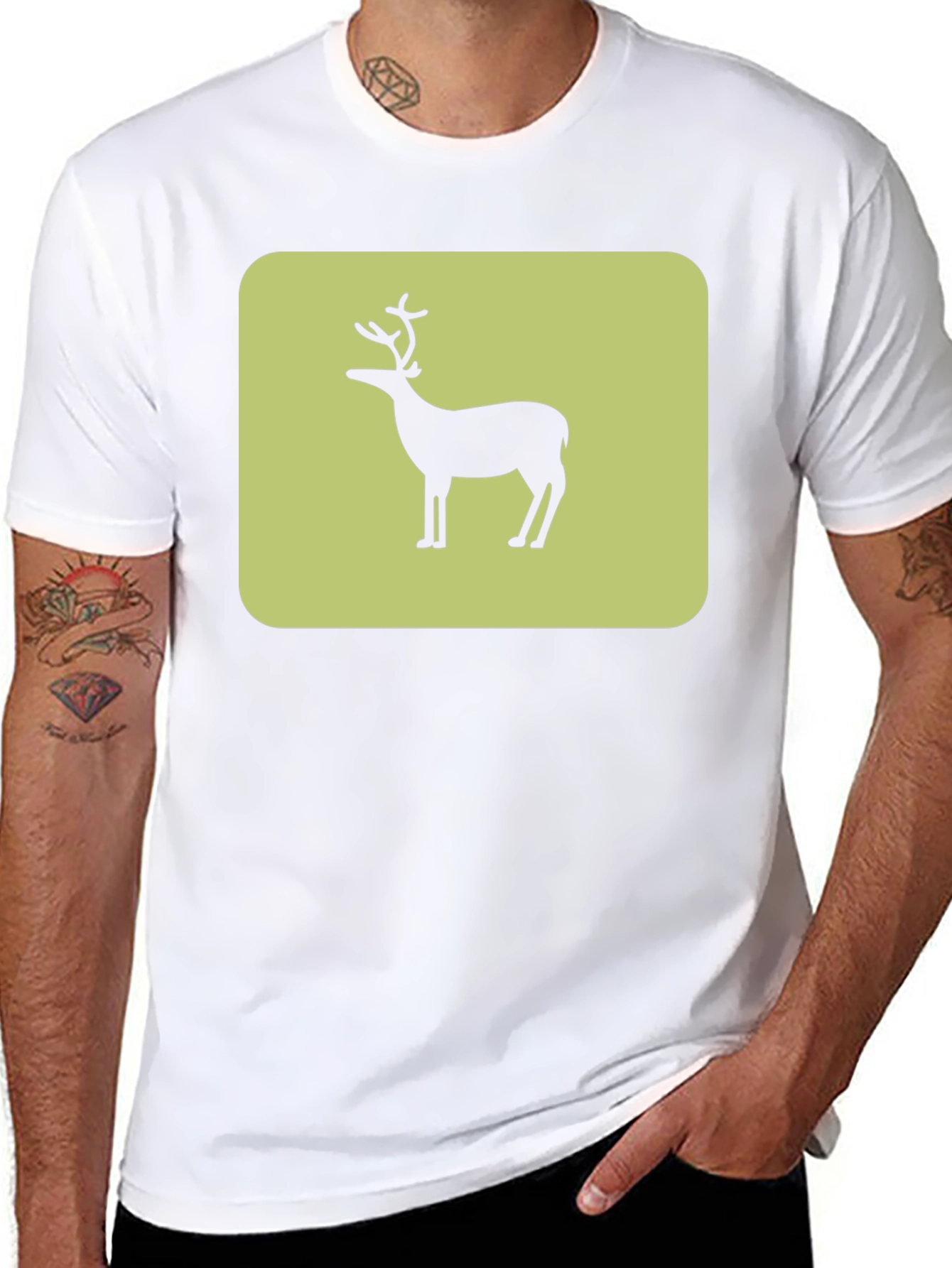 Deer Silhouette Graphic Tee - Black Cotton Blend