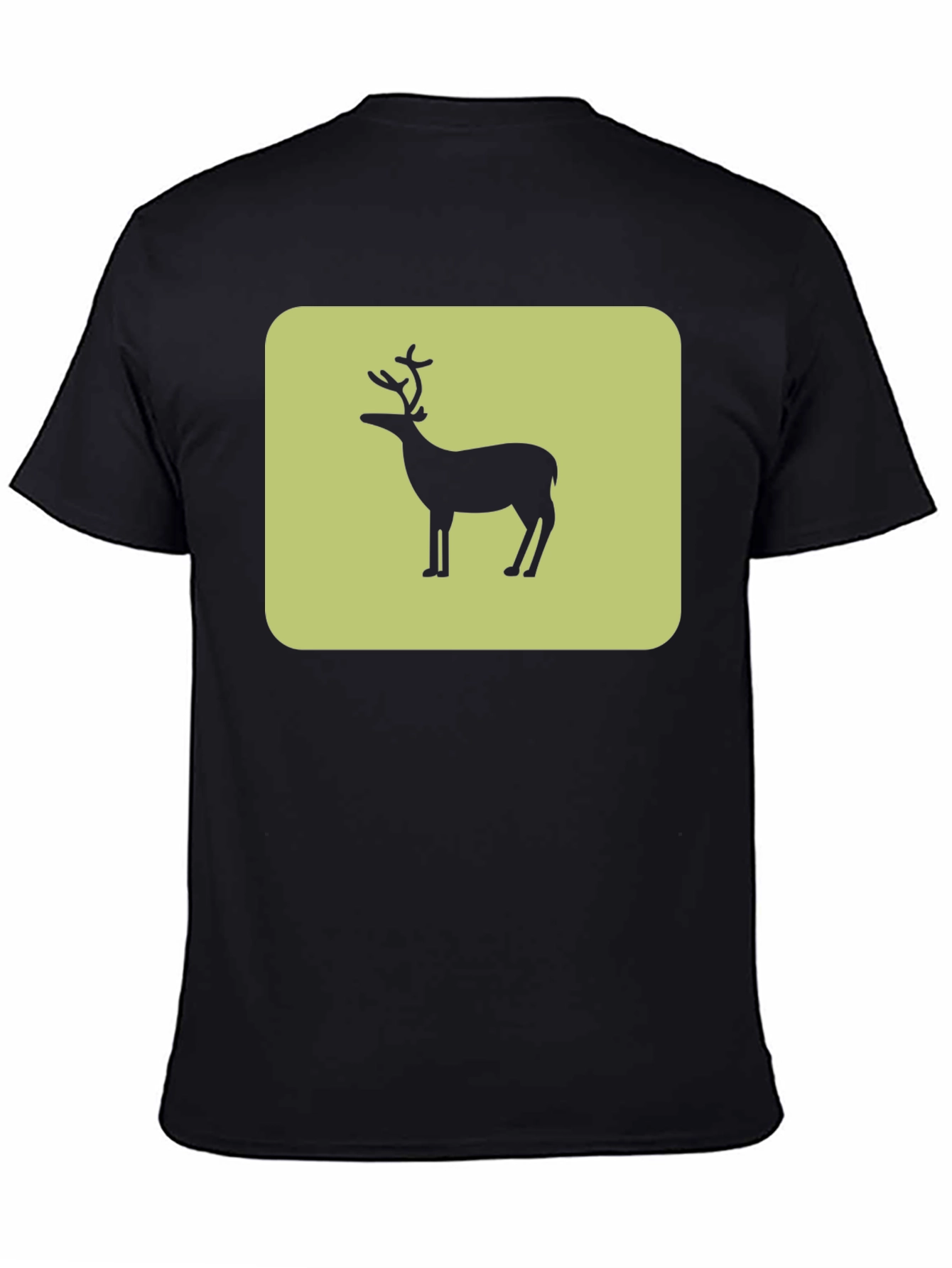 Deer Silhouette Graphic Tee - Black Cotton Blend