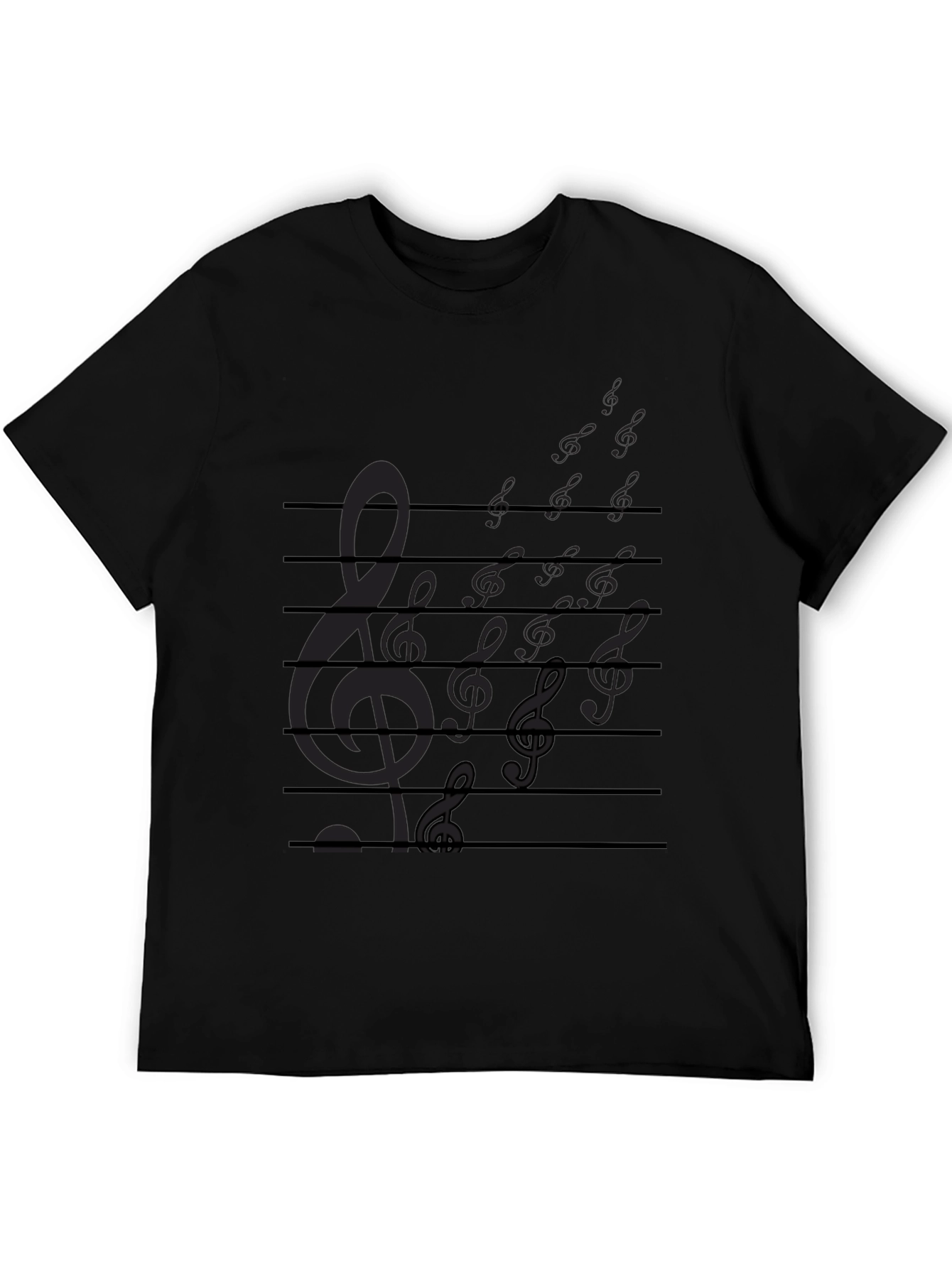 Musical Notes Staff Graphic Print Tee - Black
